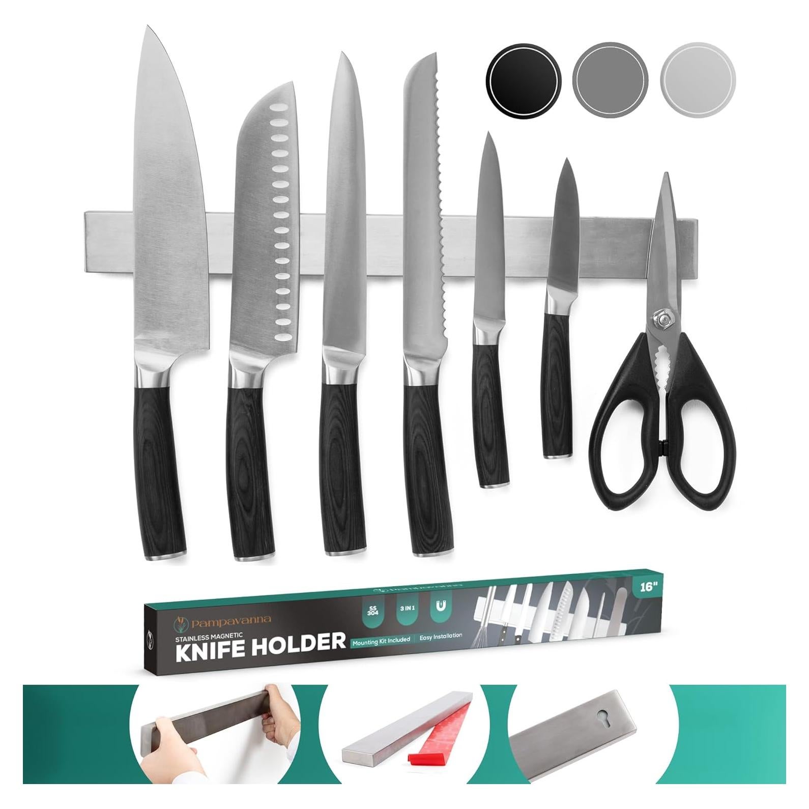 Soporte Magnético para Cuchillos 40 cm Pampavanna Acero Inoxidable