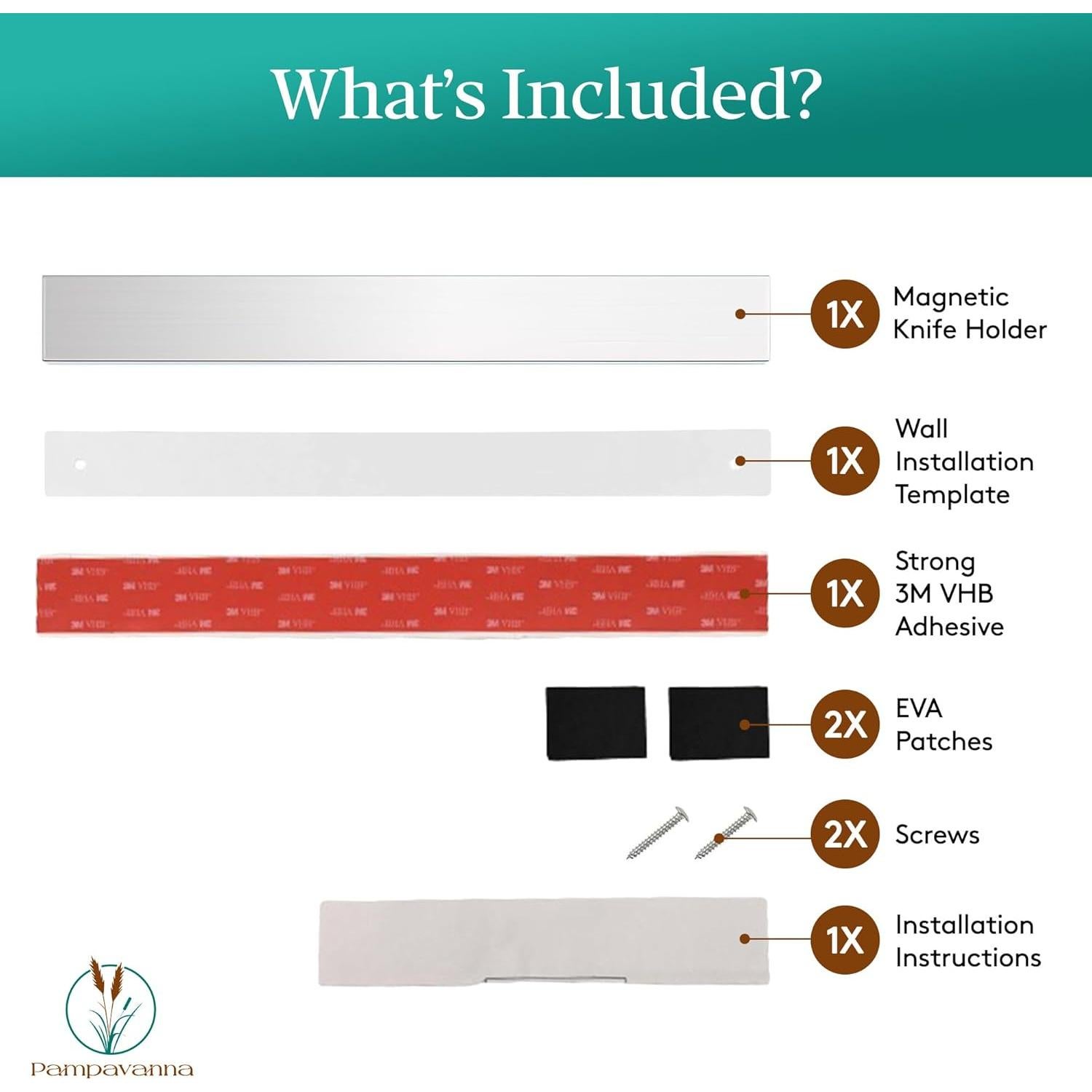 Soporte Magnético para Cuchillos 40 cm Pampavanna Acero Inoxidable