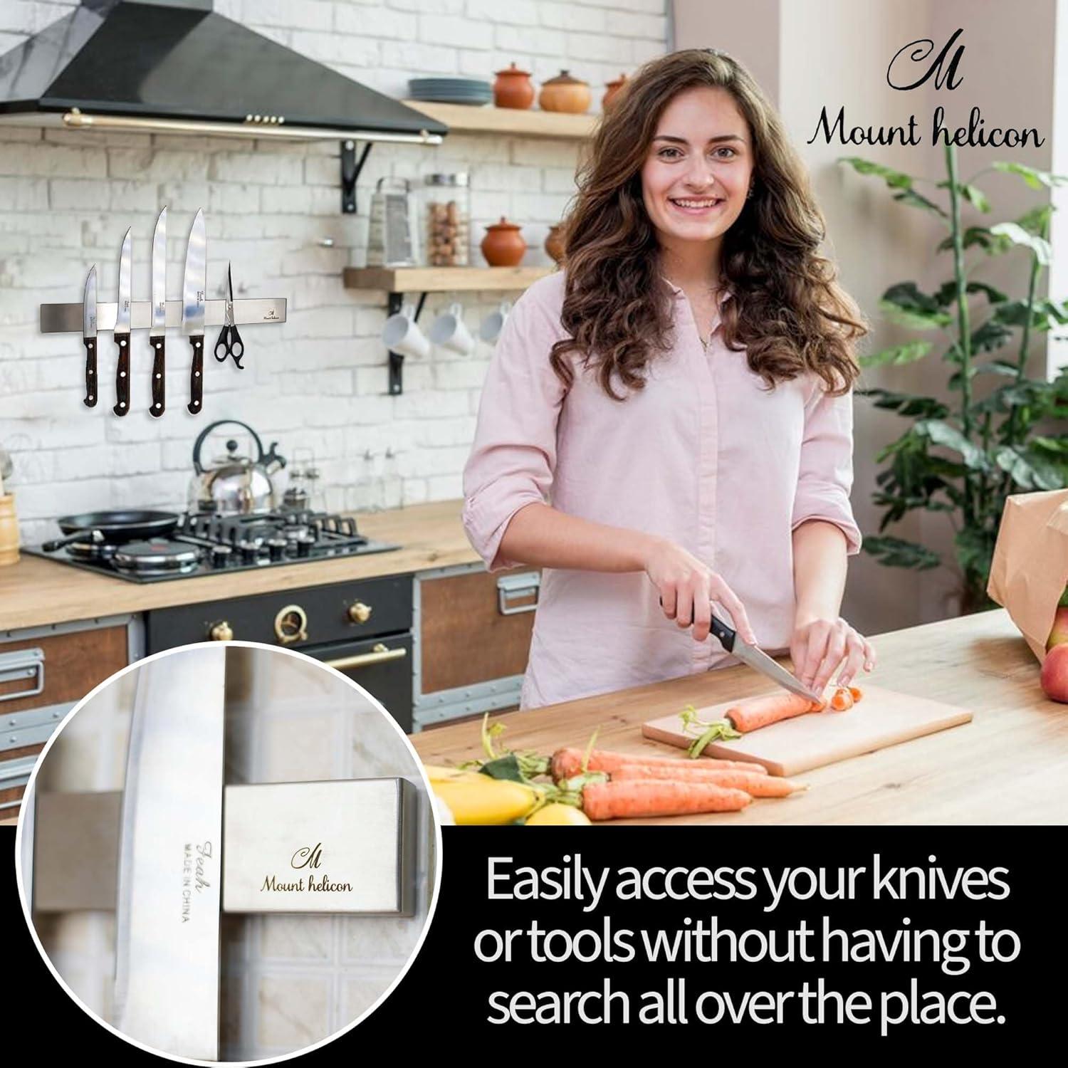 Cinta Magnética para Cuchillos Mount Helicon 40.6 cm Plata