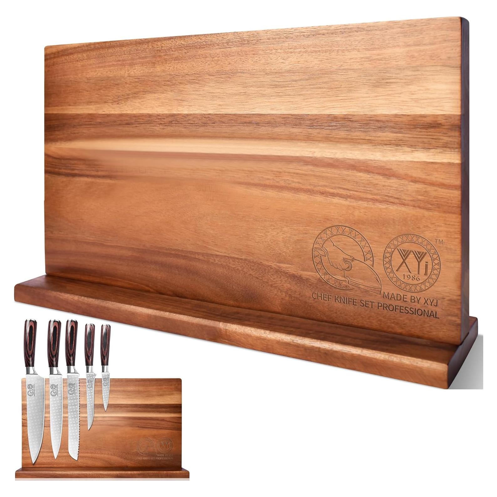 Bloque Magnético para Cuchillos XYJ de Acacia 39.4x22.9 cm