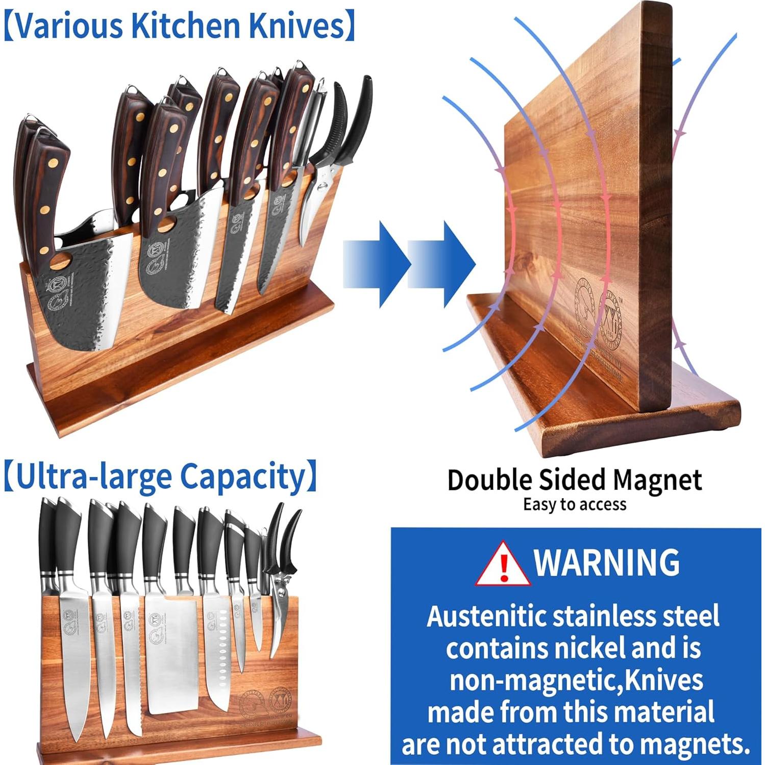 Bloque Magnético para Cuchillos XYJ de Acacia 39.4x22.9 cm