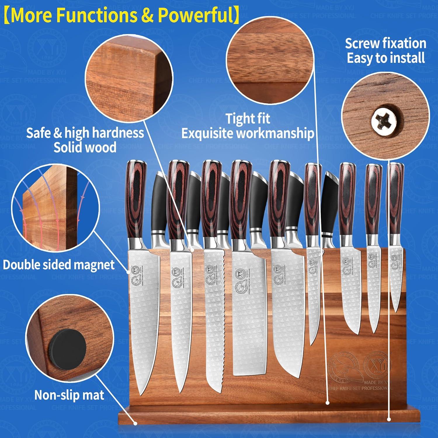 Bloque Magnético para Cuchillos XYJ de Acacia 39.4x22.9 cm