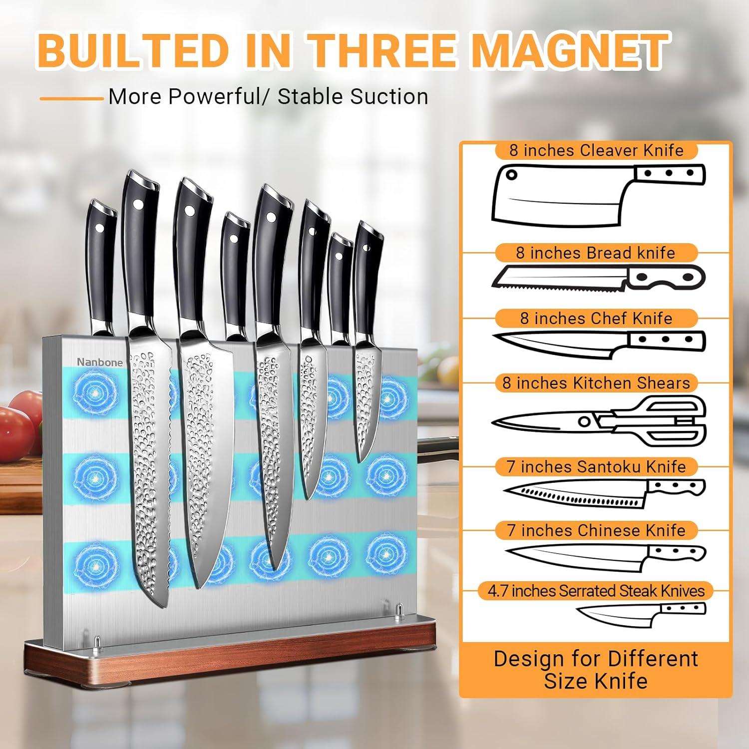 Soporte Magnético para Cuchillos Nanbone 30x8x20.32cm Acero Inoxidable
