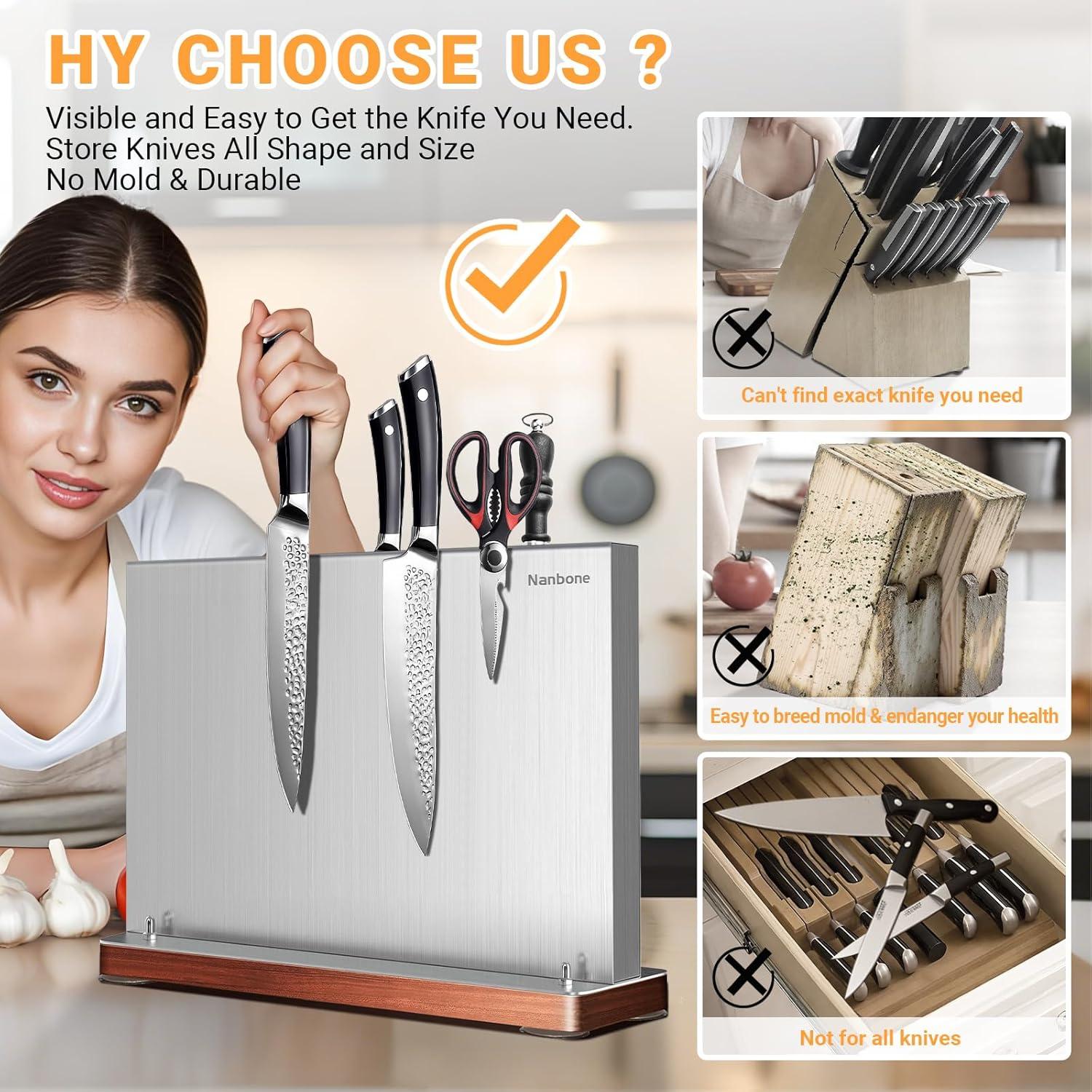 Soporte Magnético para Cuchillos Nanbone 30x8x20.32cm Acero Inoxidable