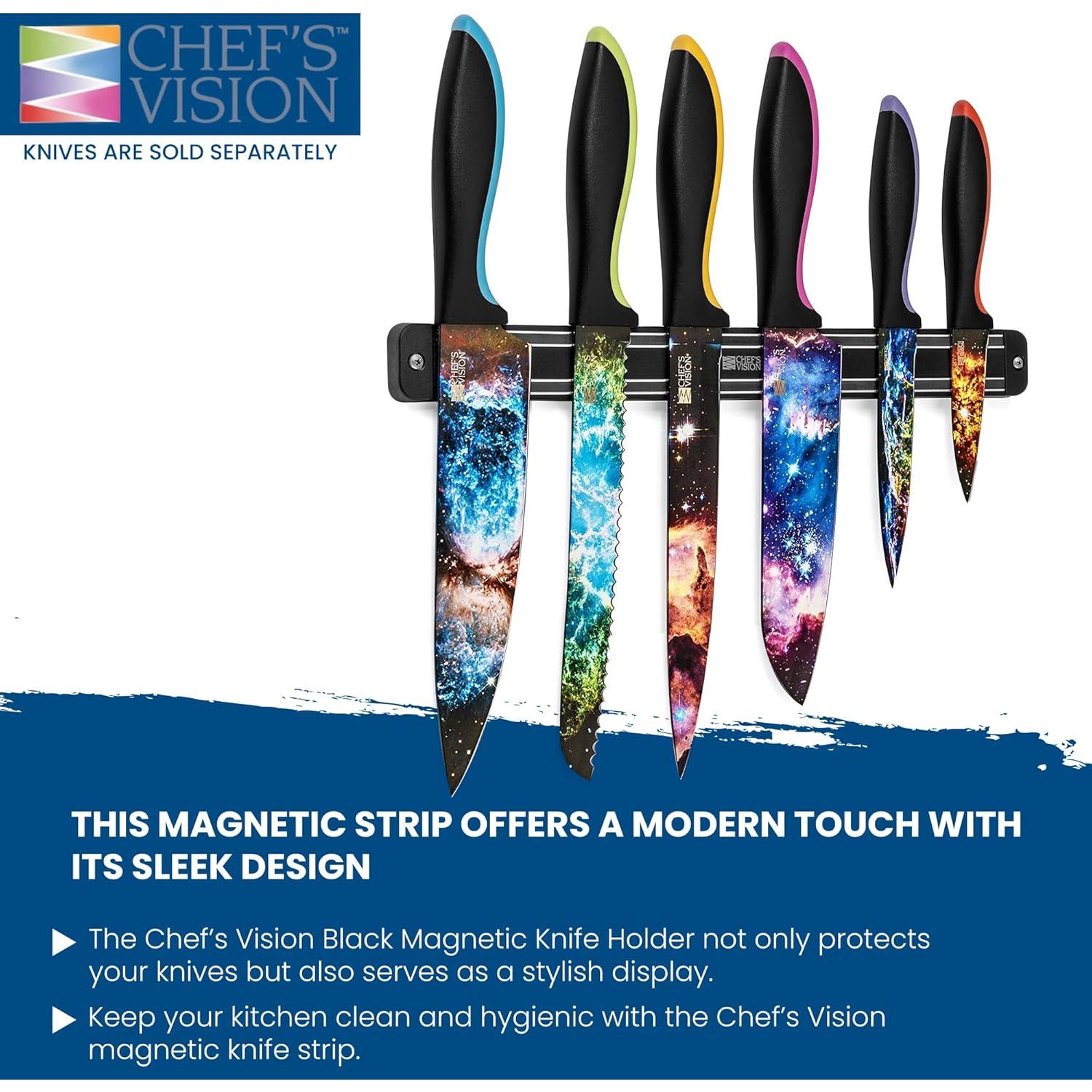 Soporte Magnético para Cuchillos Chef's Vision Negro 37.3x12.1 cm