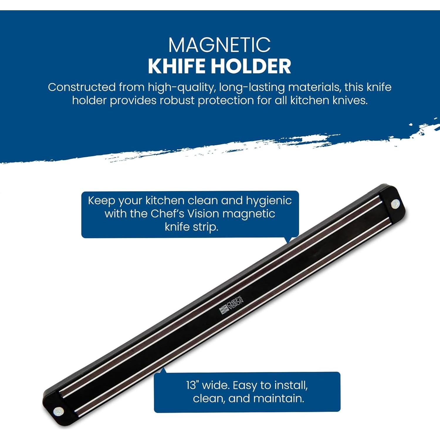Soporte Magnético para Cuchillos Chef's Vision Negro 37.3x12.1 cm
