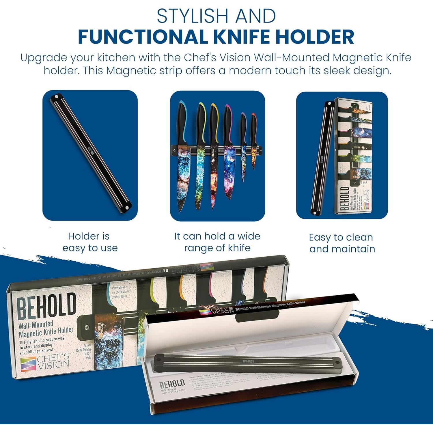 Soporte Magnético para Cuchillos Chef's Vision Negro 37.3x12.1 cm