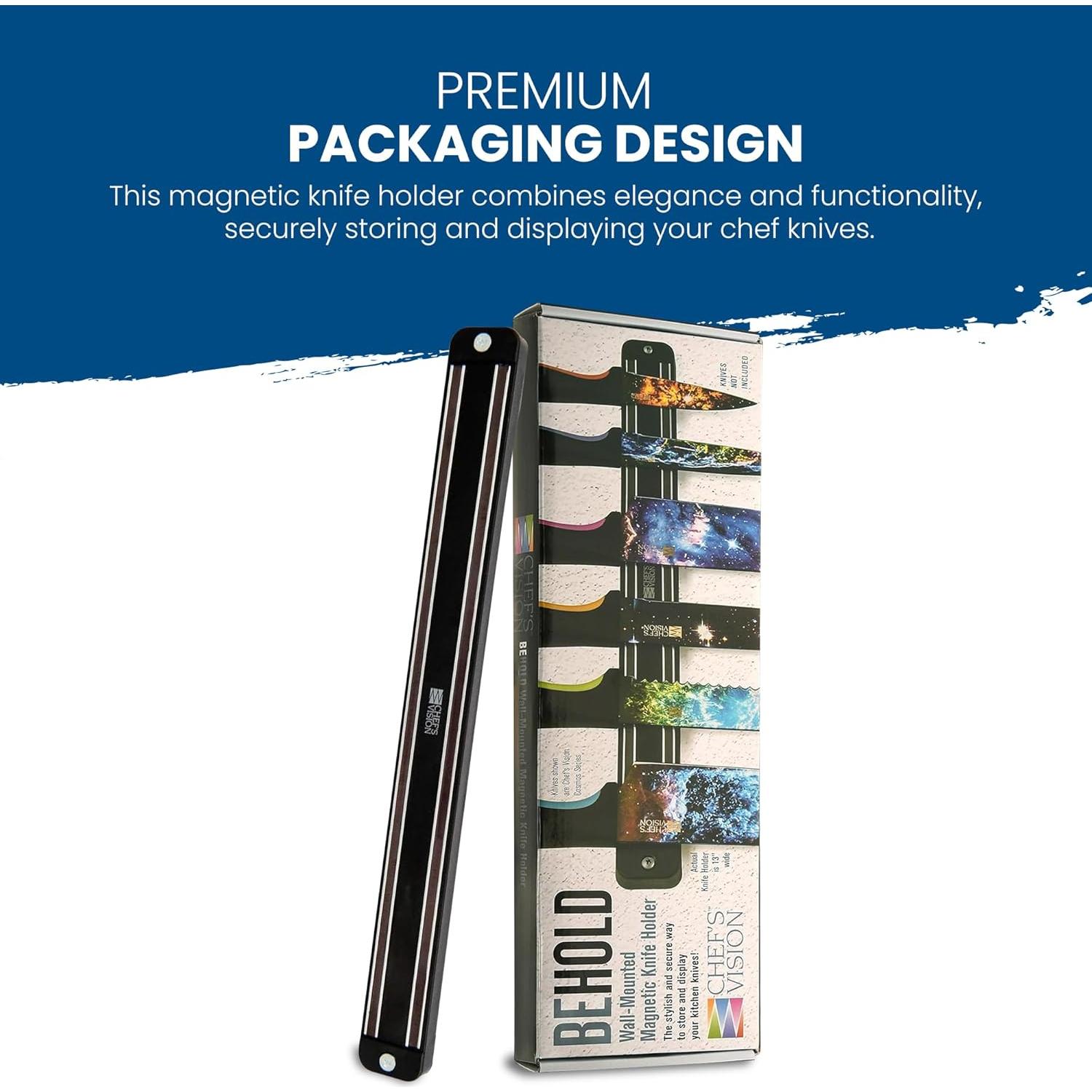 Soporte Magnético para Cuchillos Chef's Vision Negro 37.3x12.1 cm
