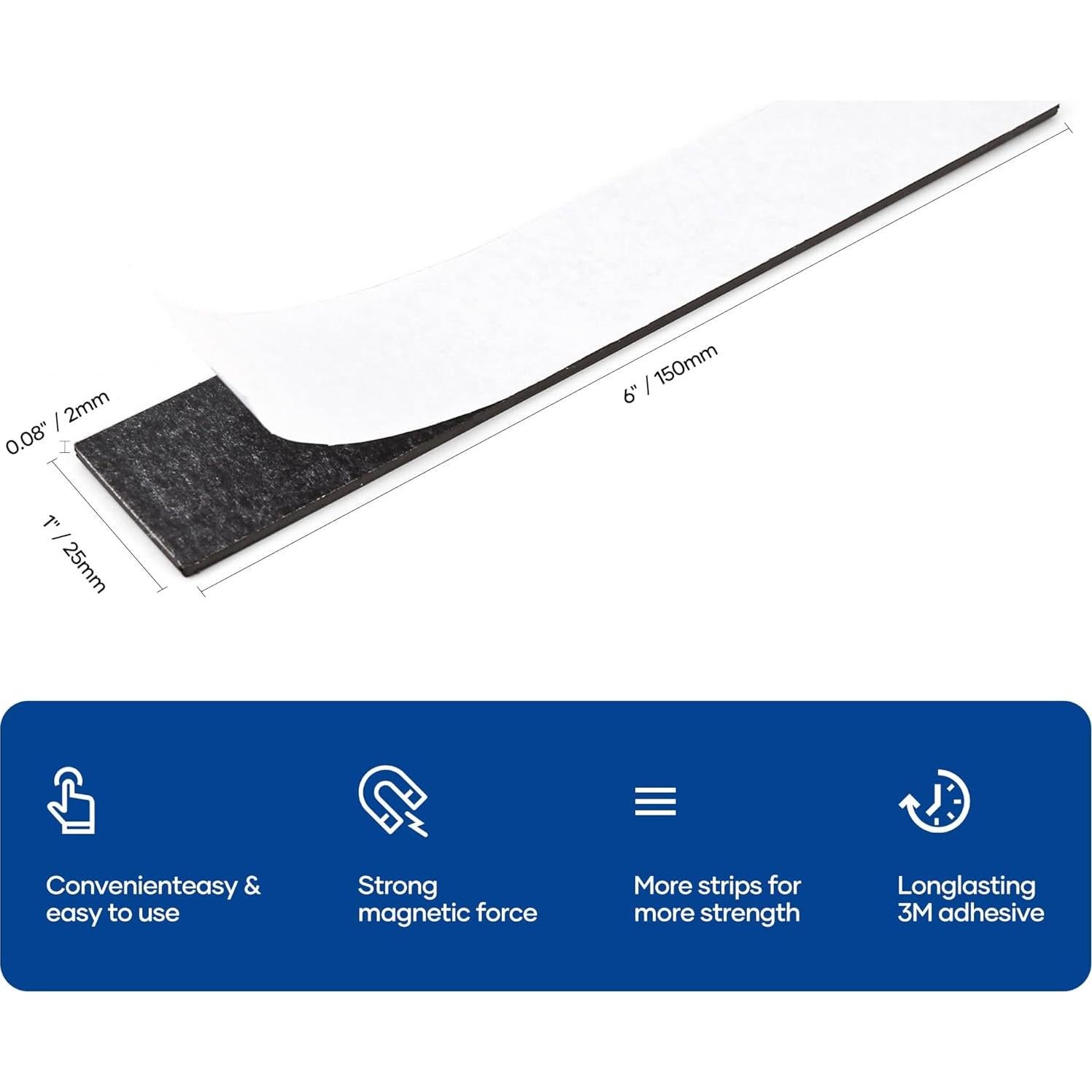 Tiras Magnéticas Rammos Adhesivas Paquete de 3 - 15.24x2.54 cm