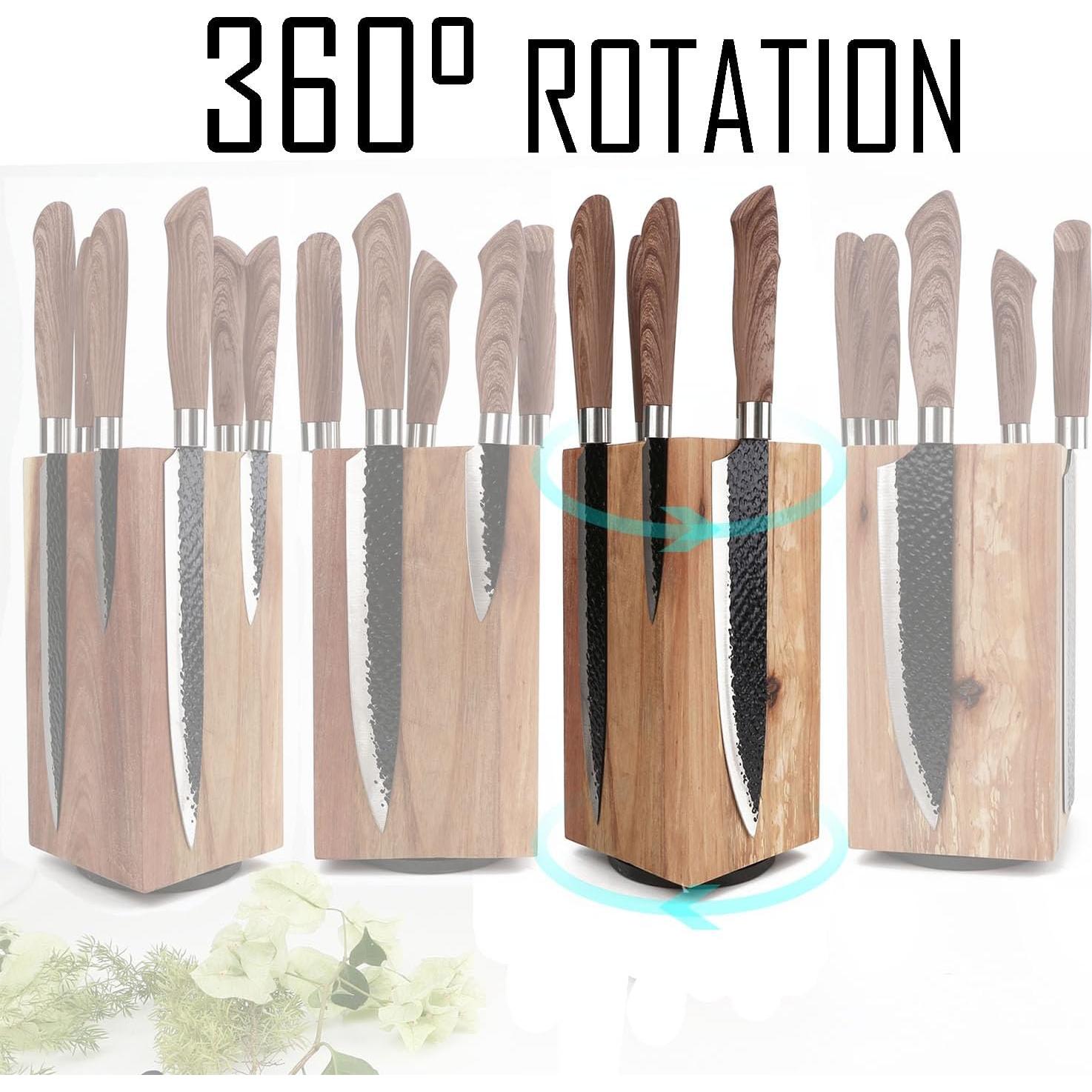 Bloque de cuchillos magnético Resafy de madera acacia 22.86 cm