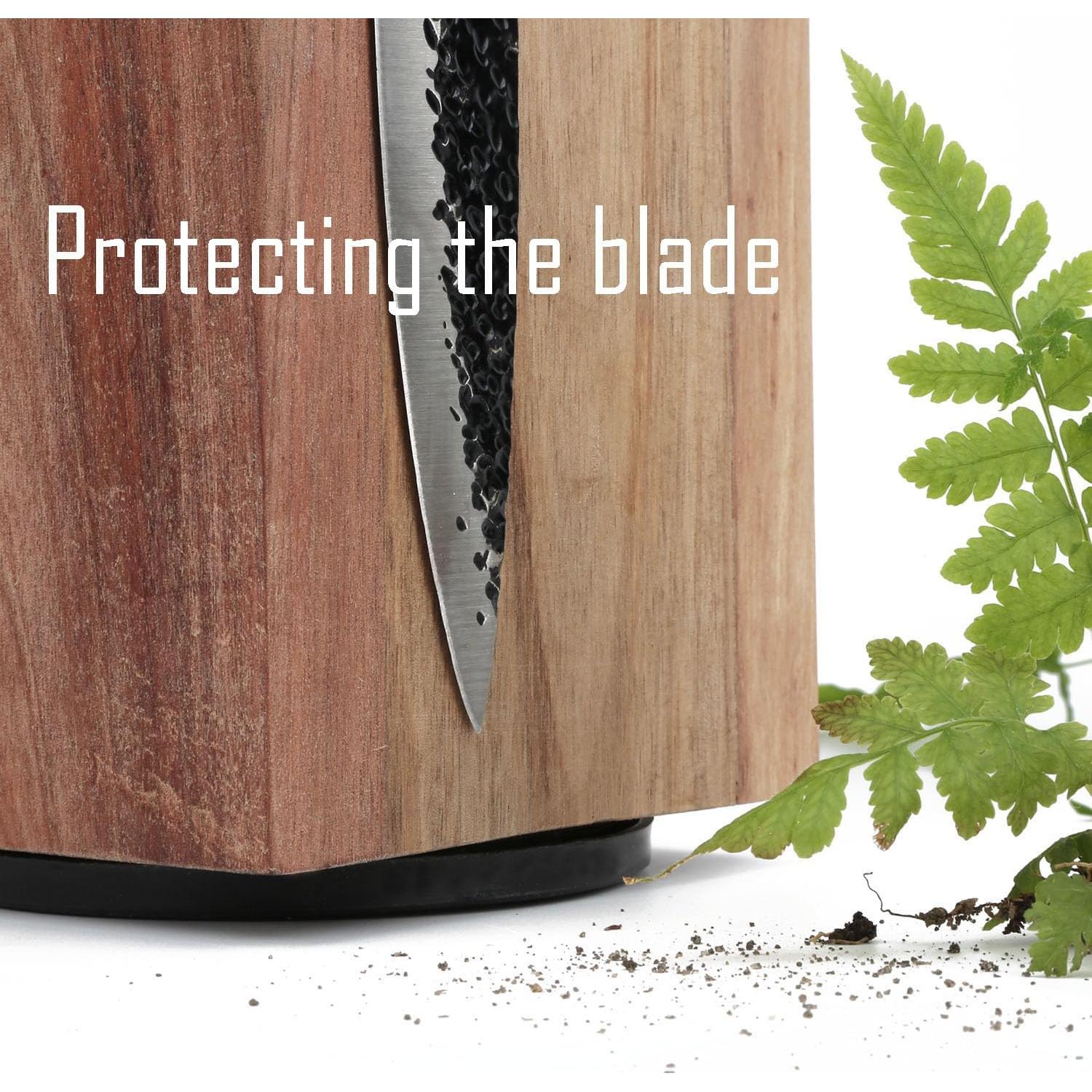 Bloque de cuchillos magnético Resafy de madera acacia 22.86 cm