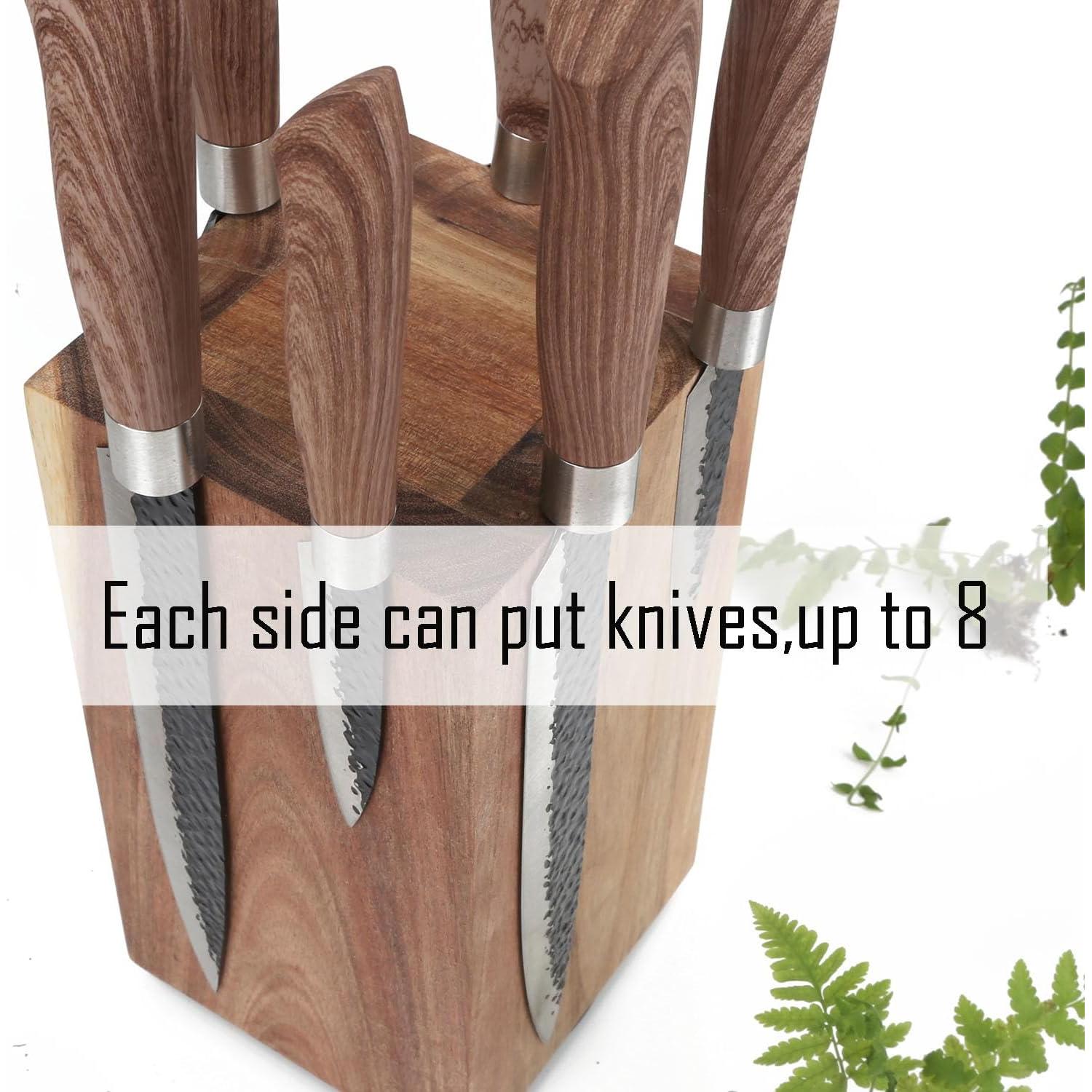 Bloque de cuchillos magnético Resafy de madera acacia 22.86 cm