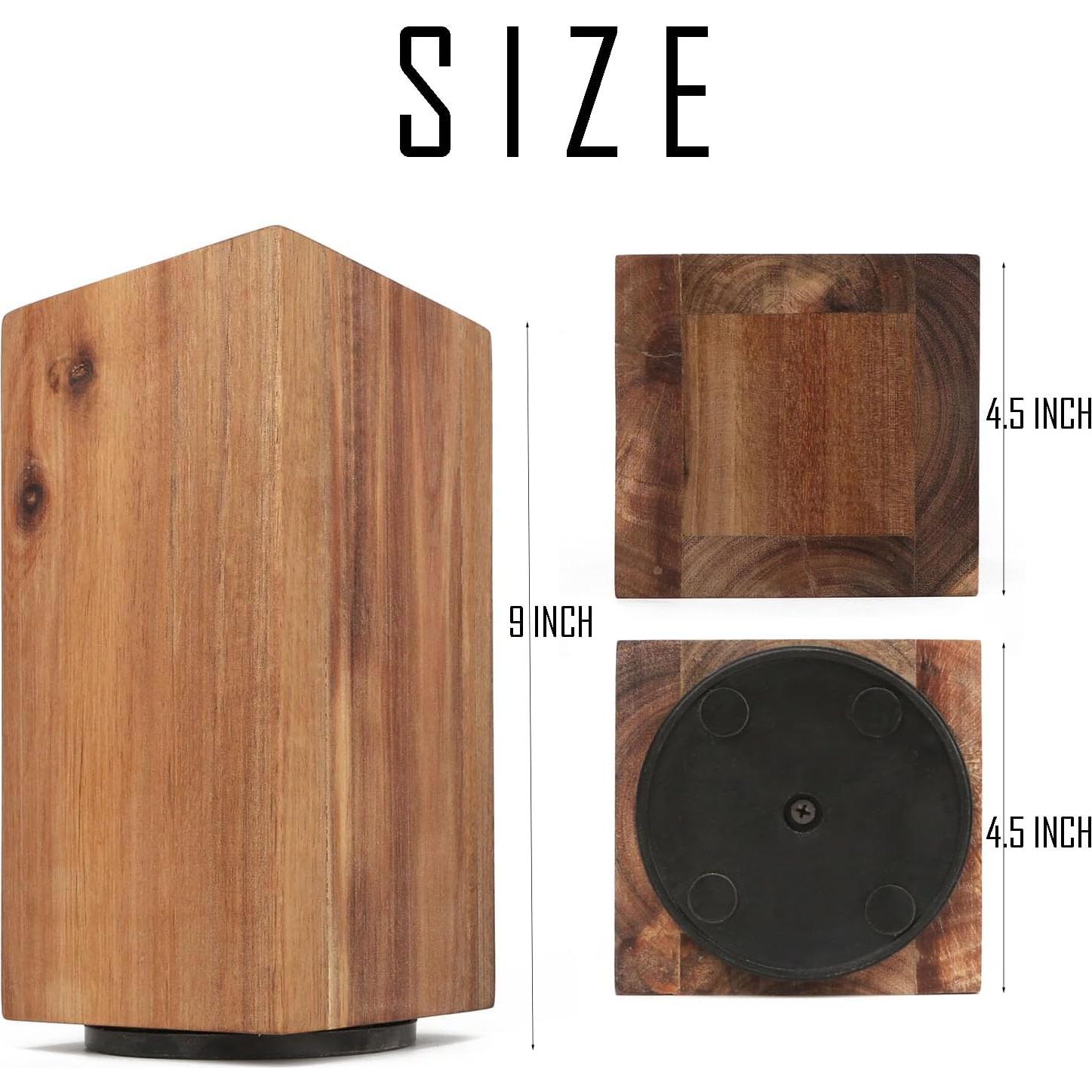 Bloque de cuchillos magnético Resafy de madera acacia 22.86 cm