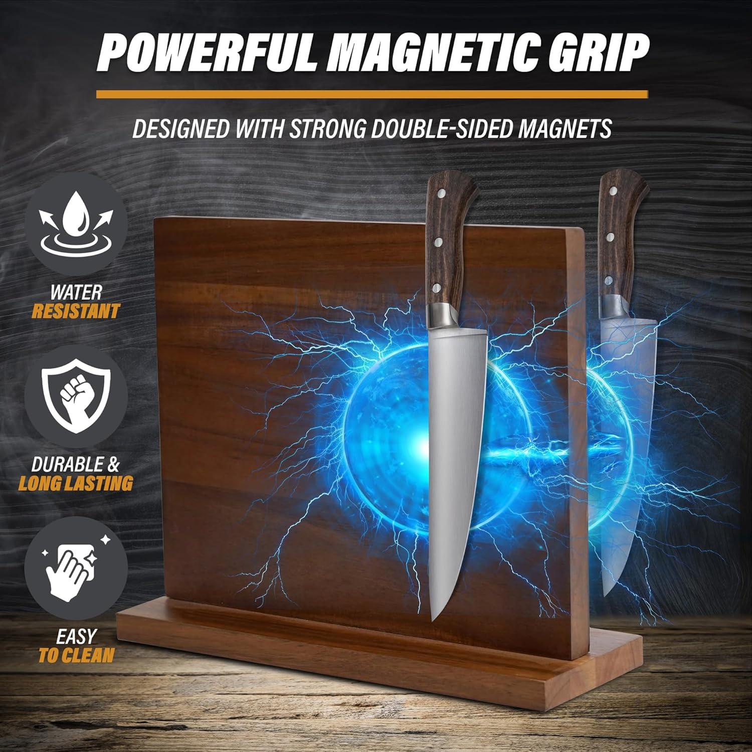 Soporte Magnético de Cuchillos YelloIris - Madera Acacia 30.48x22.86cm