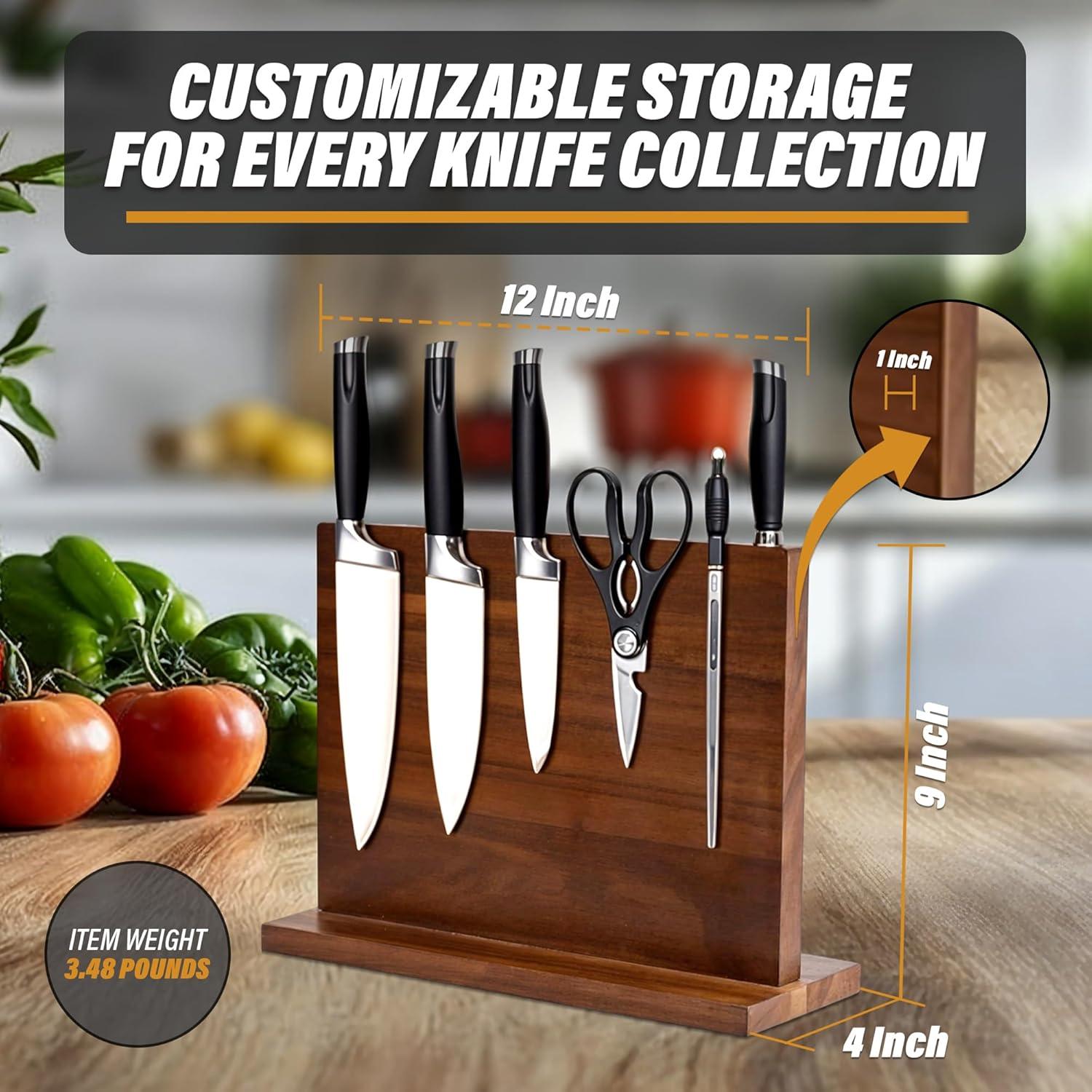 Soporte Magnético de Cuchillos YelloIris - Madera Acacia 30.48x22.86cm