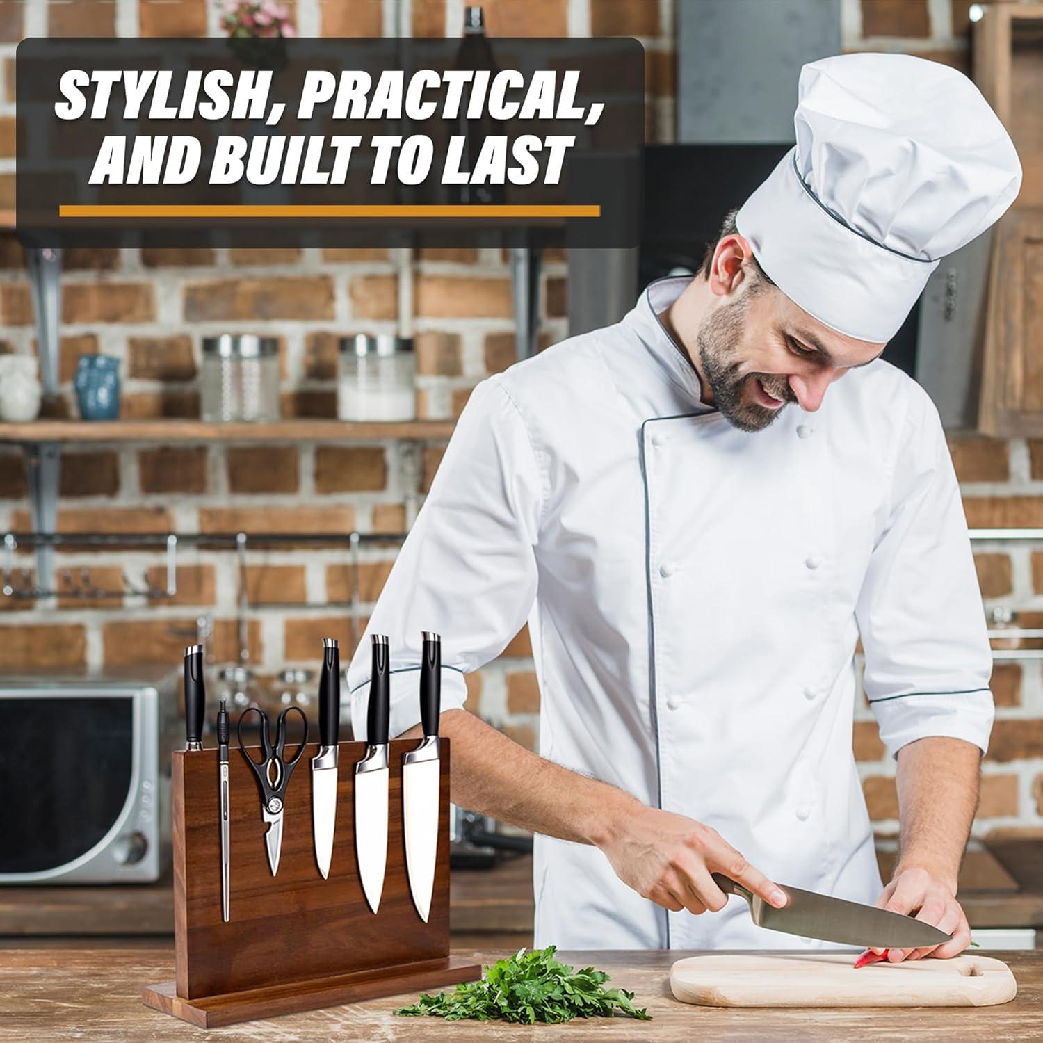 Soporte Magnético de Cuchillos YelloIris - Madera Acacia 30.48x22.86cm