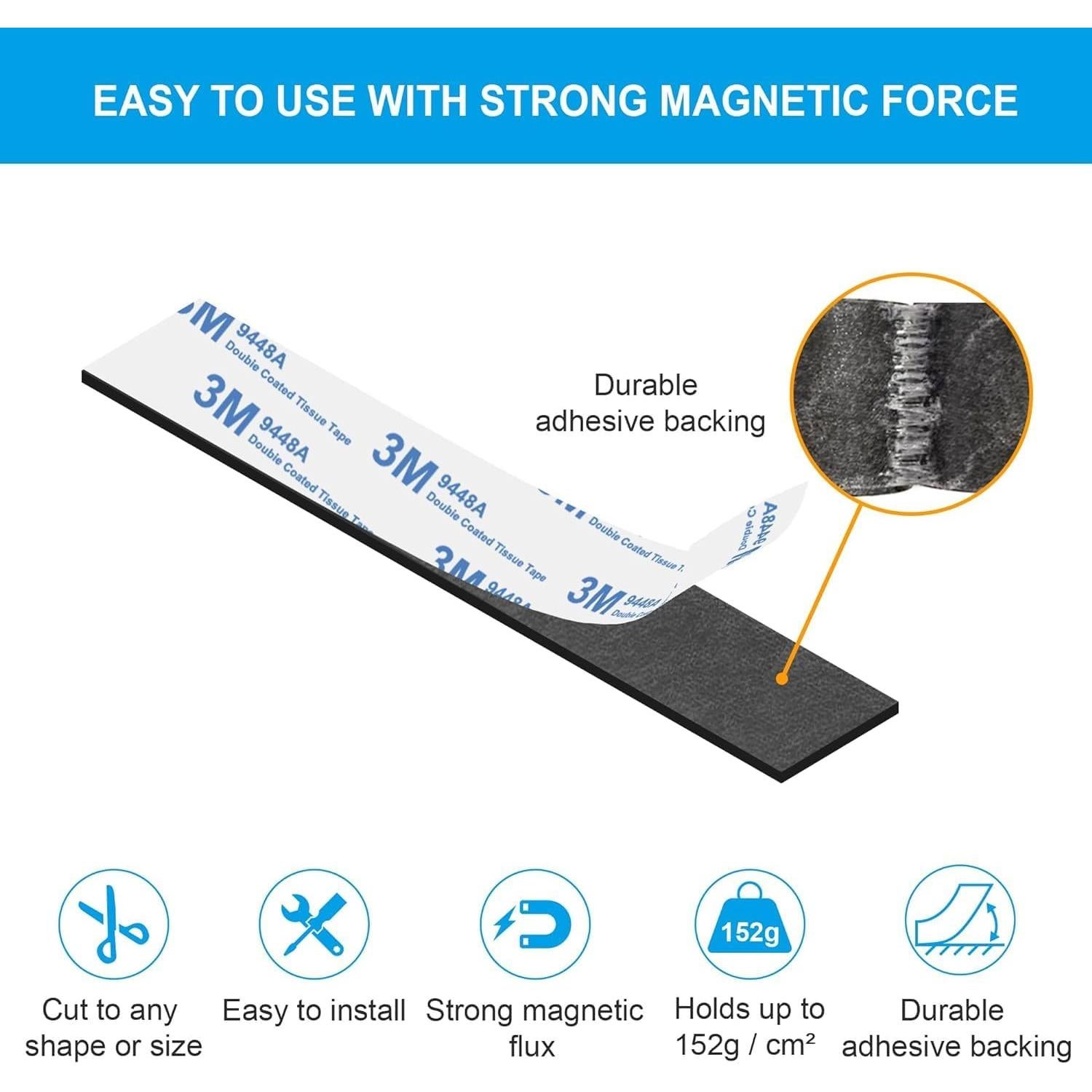 Cinta Magnética Adhesiva SAICOOS 10 Piezas 152g/cm²