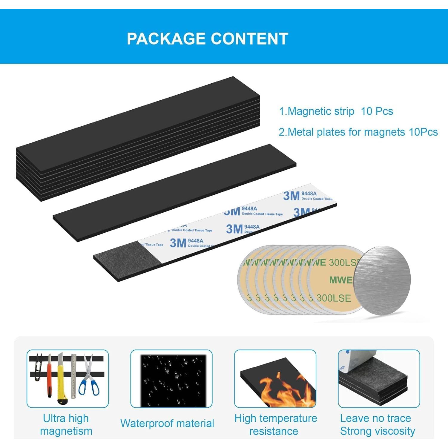 Cinta Magnética Adhesiva SAICOOS 10 Piezas 152g/cm²