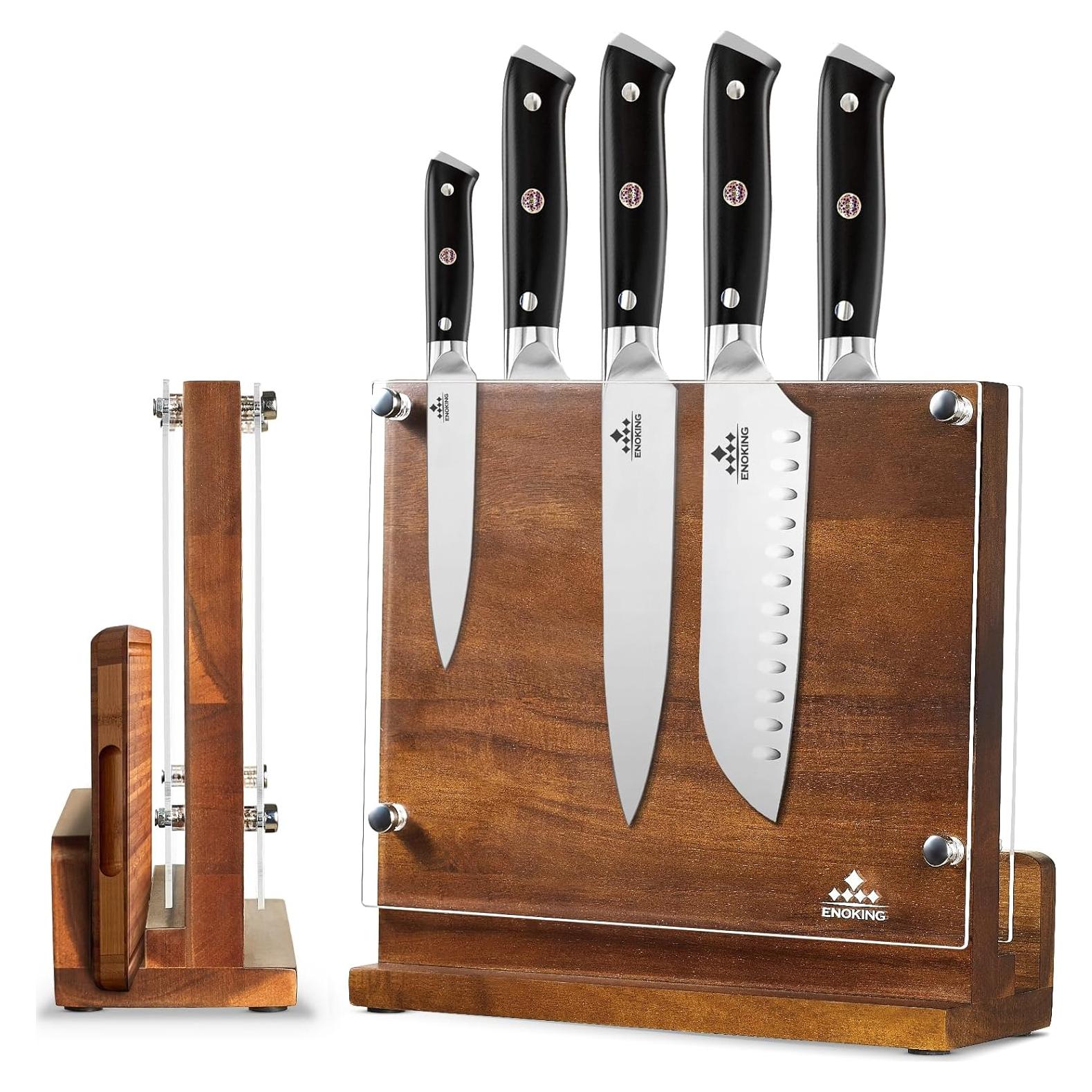 Bloque Magnético para Cuchillos ENOKING de Madera de Acacia