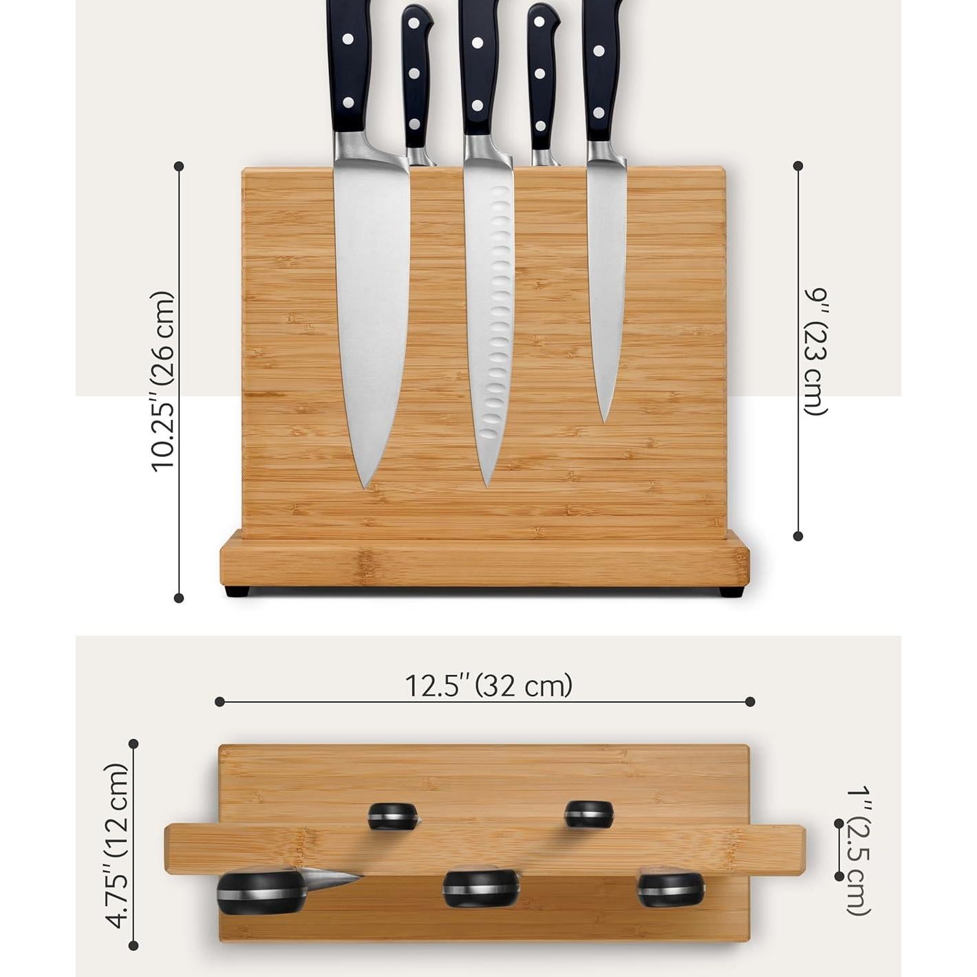 Bloque Magnético para Cuchillos LARHN de Madera 32x26 cm