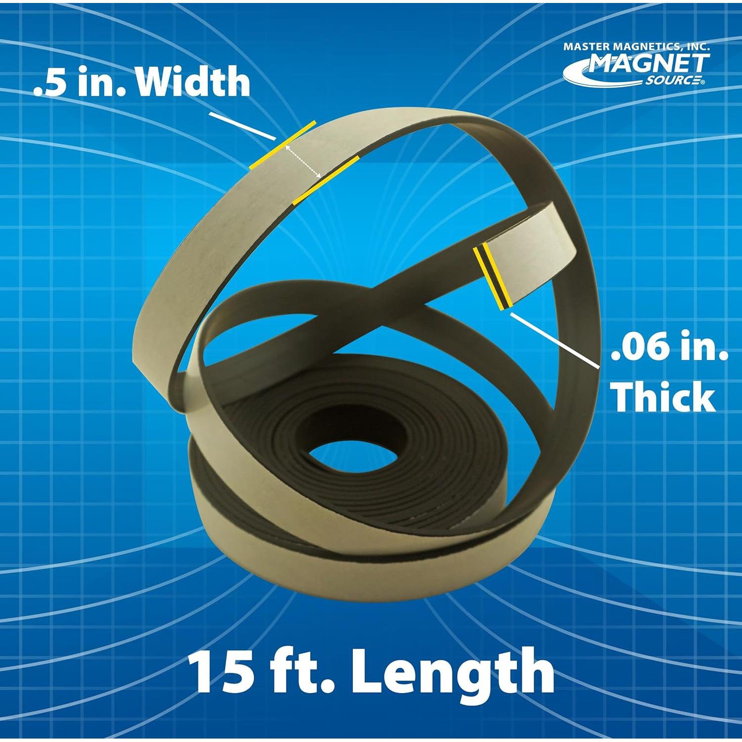 Cinta Magnética Flexible Master Magnetics 15 pies Adhesiva 1/2"