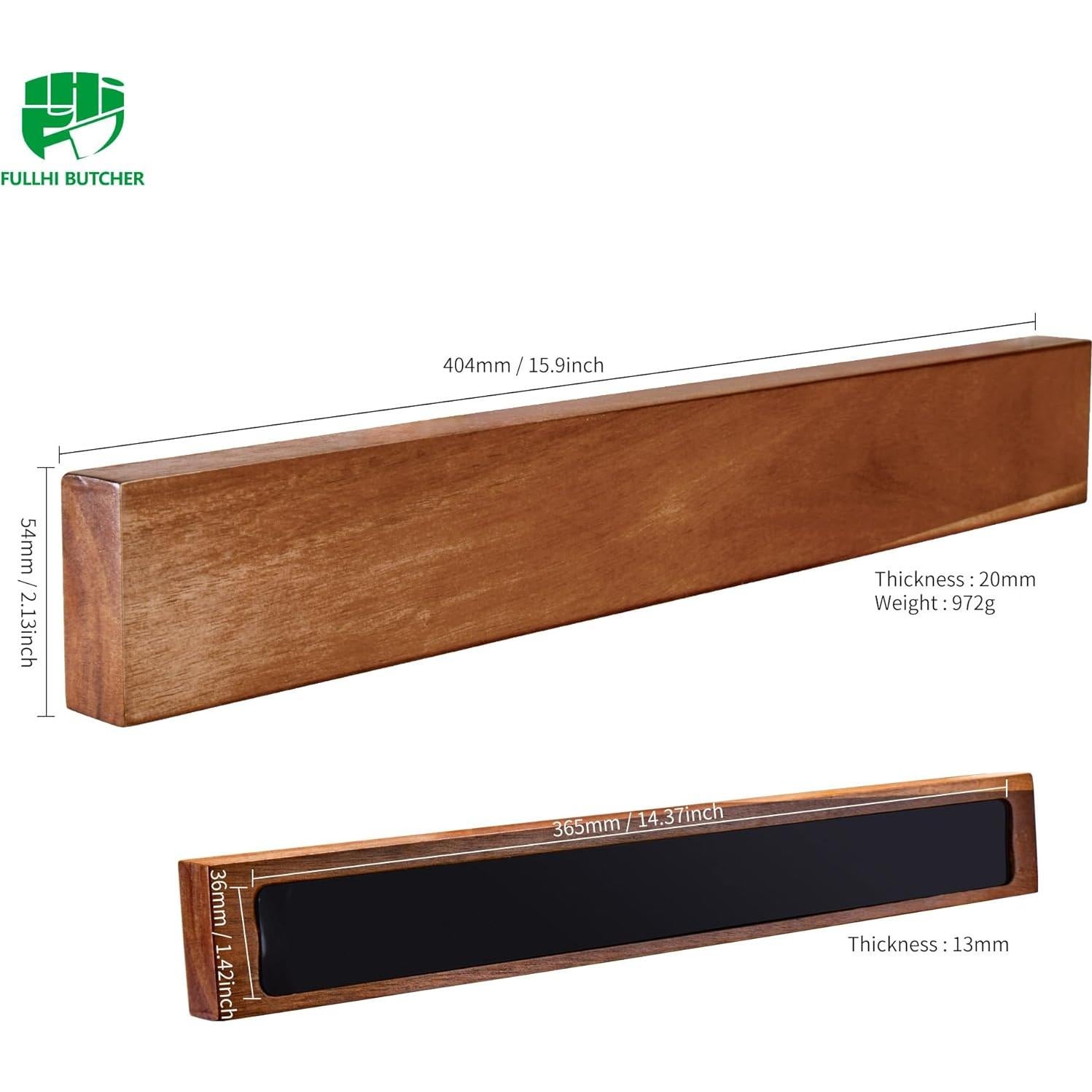 Barra Magnética de Madera 40.64 cm FULLHI Soporte de Cuchillos