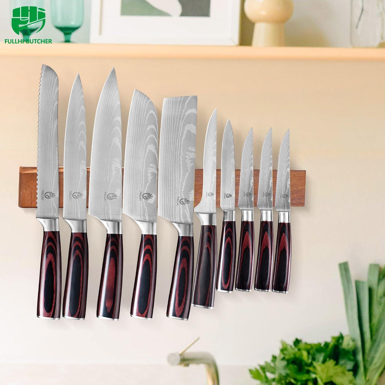 Barra Magnética de Madera 40.64 cm FULLHI Soporte de Cuchillos