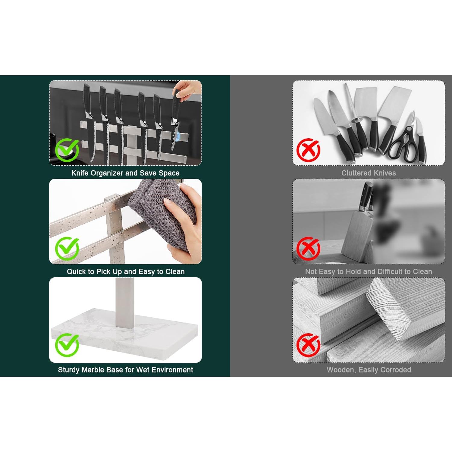 Soporte Magnético para Cuchillos BathAce con Base de Mármol