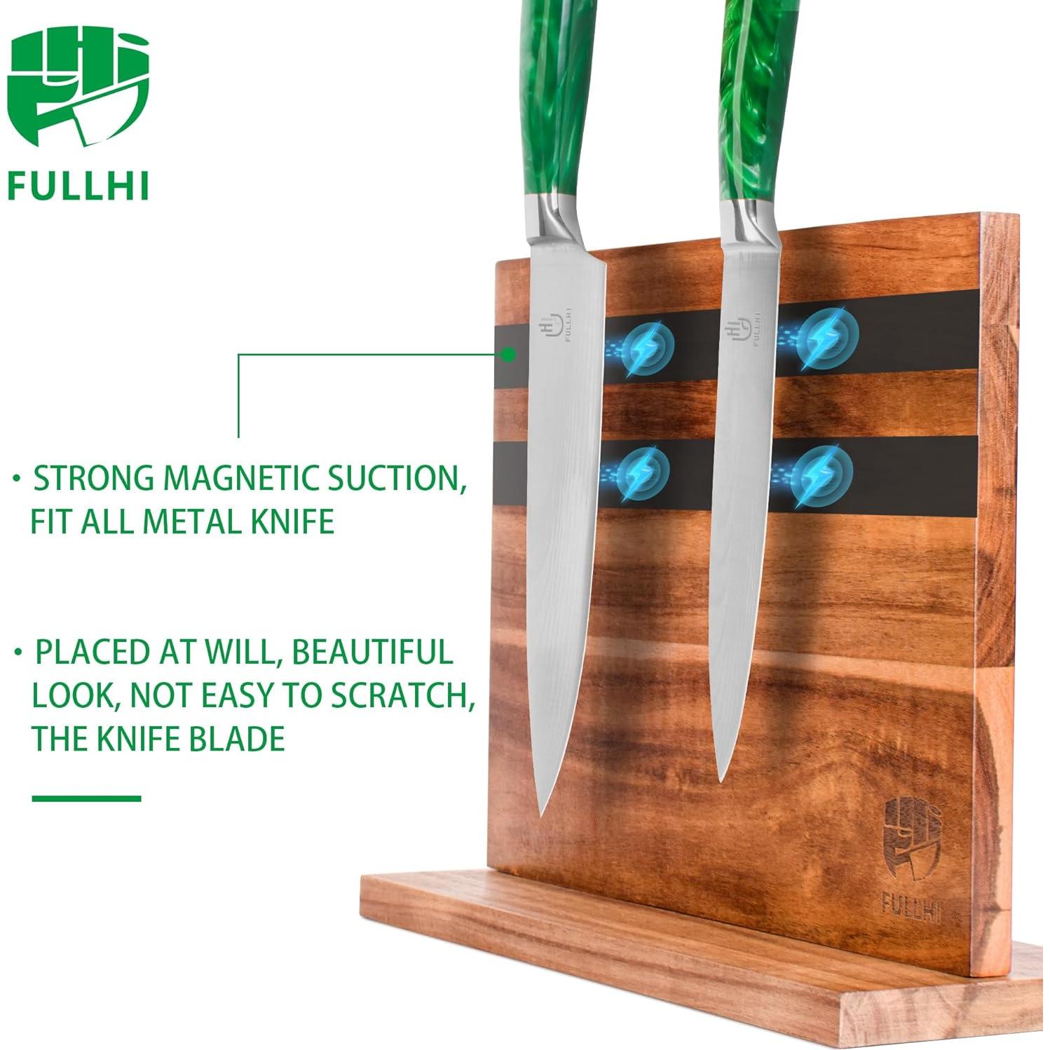 Soporte Magnético para Cuchillos FULLHI de Madera Natural 33x11.9cm