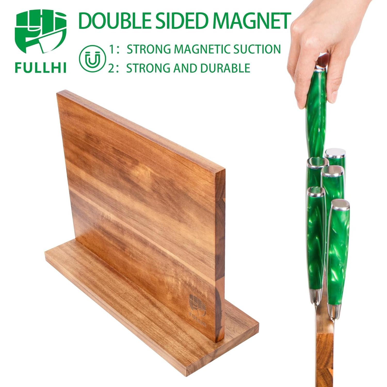 Soporte Magnético para Cuchillos FULLHI de Madera Natural 33x11.9cm