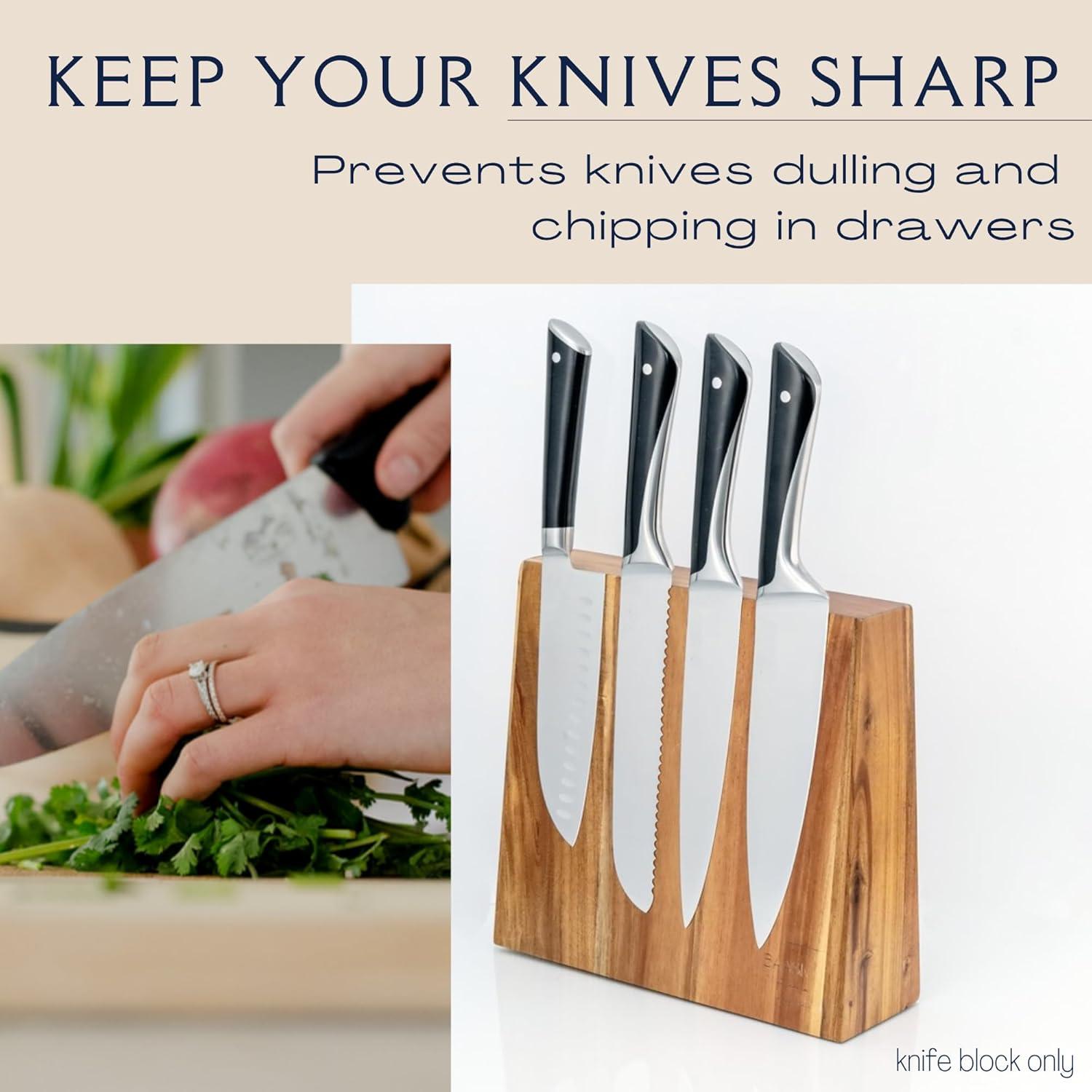 Soporte Magnético para Cuchillos BAASK de Madera Acacia 8 Cuchillos
