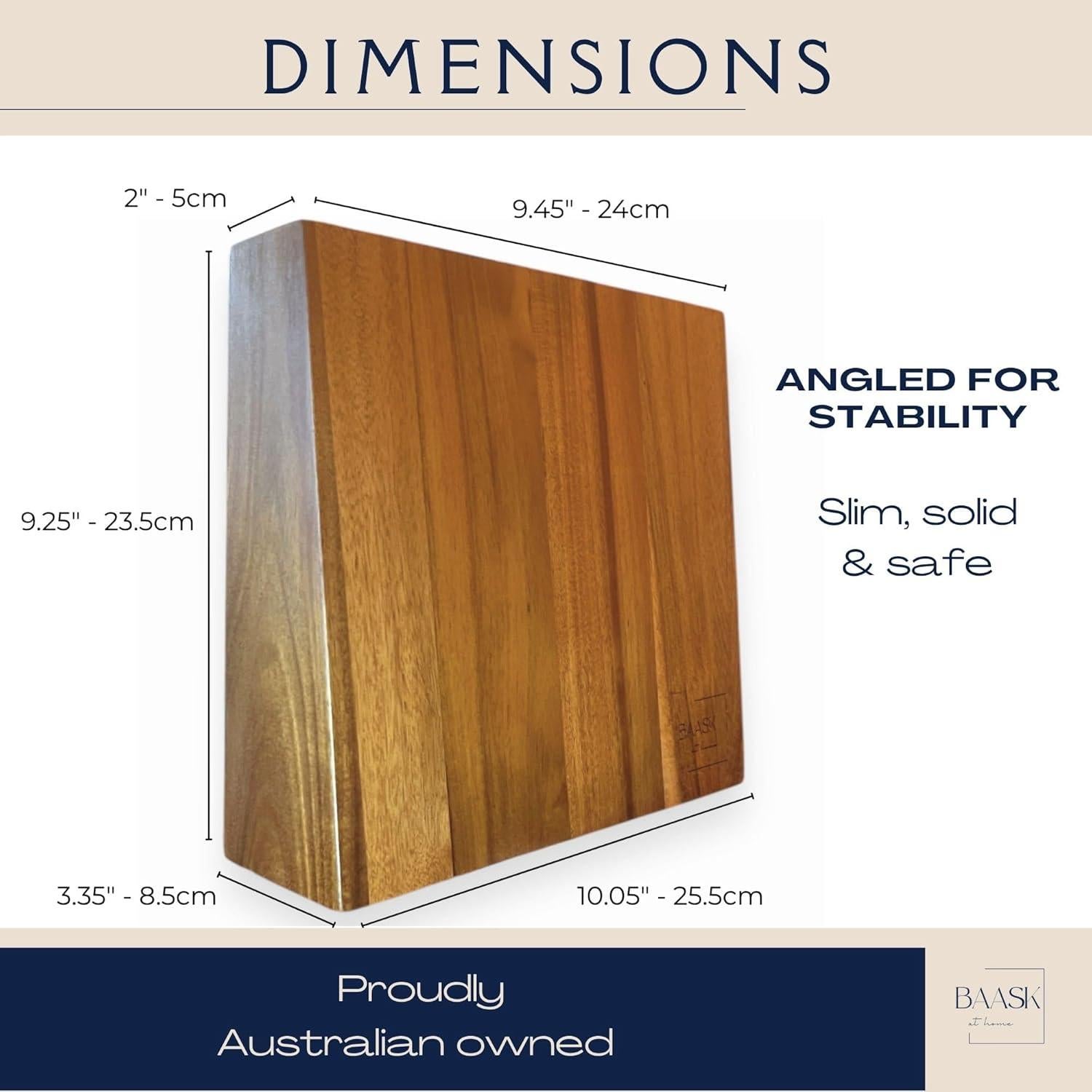 Soporte Magnético para Cuchillos BAASK de Madera Acacia 8 Cuchillos