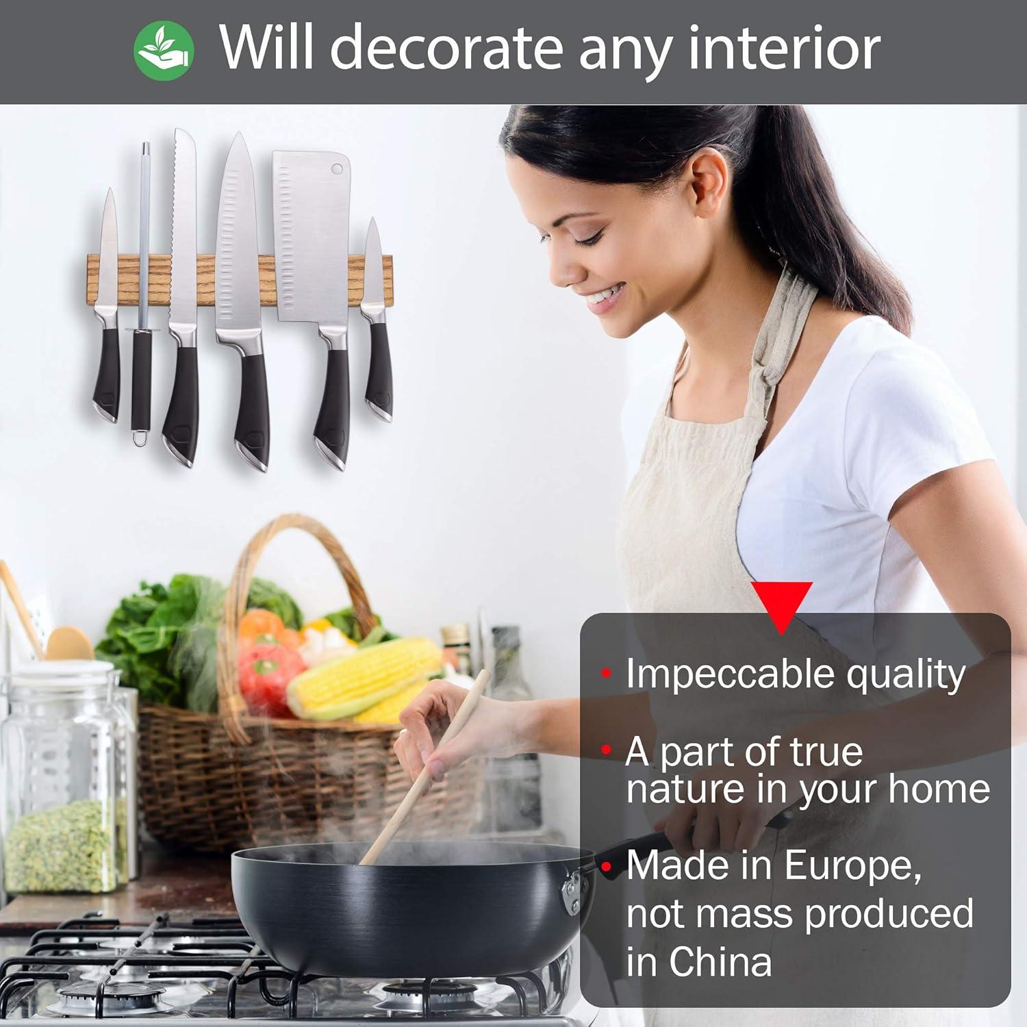 Tira Magnética para Cuchillos Ashtree 30.48 cm Madera ECO