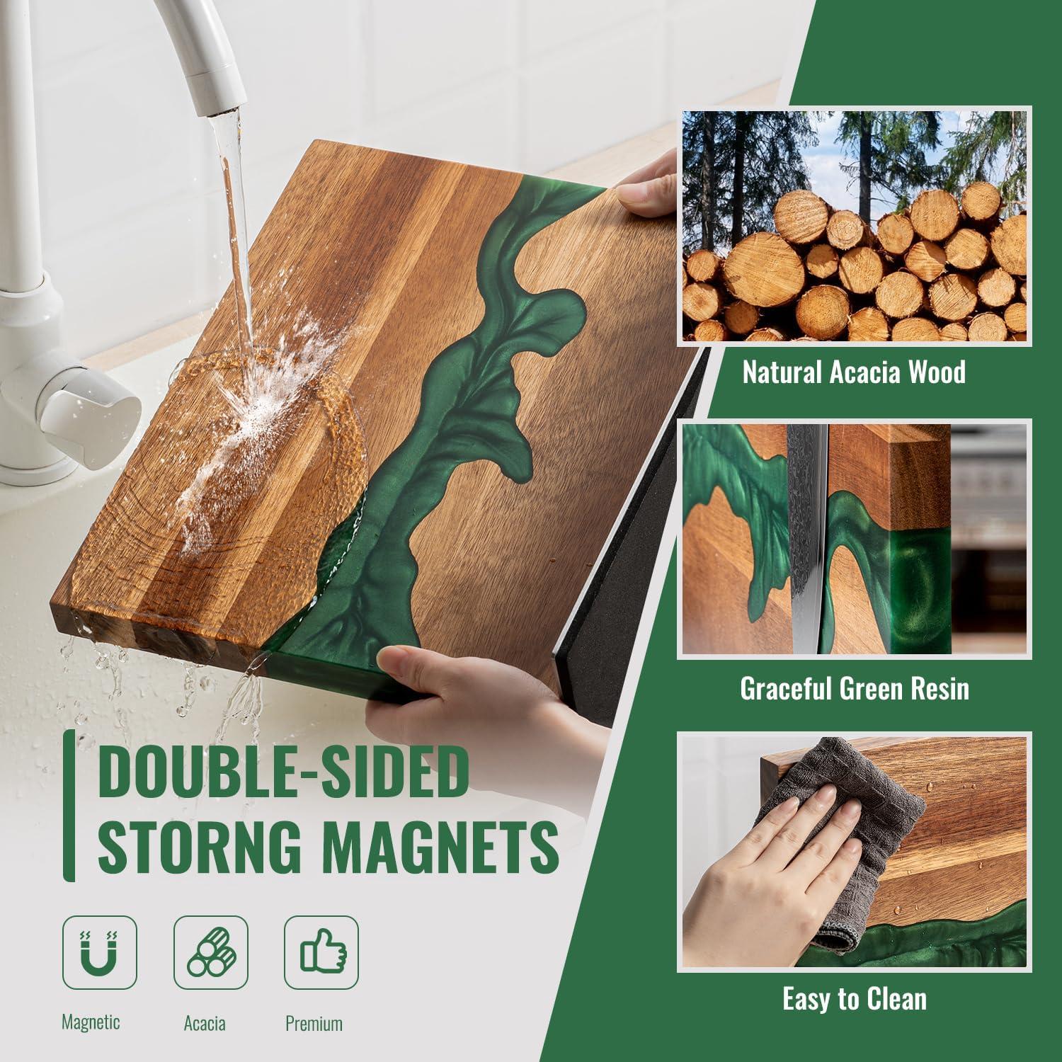 Bloque Magnético para Cuchillos Emojoy de Acacia 33cm