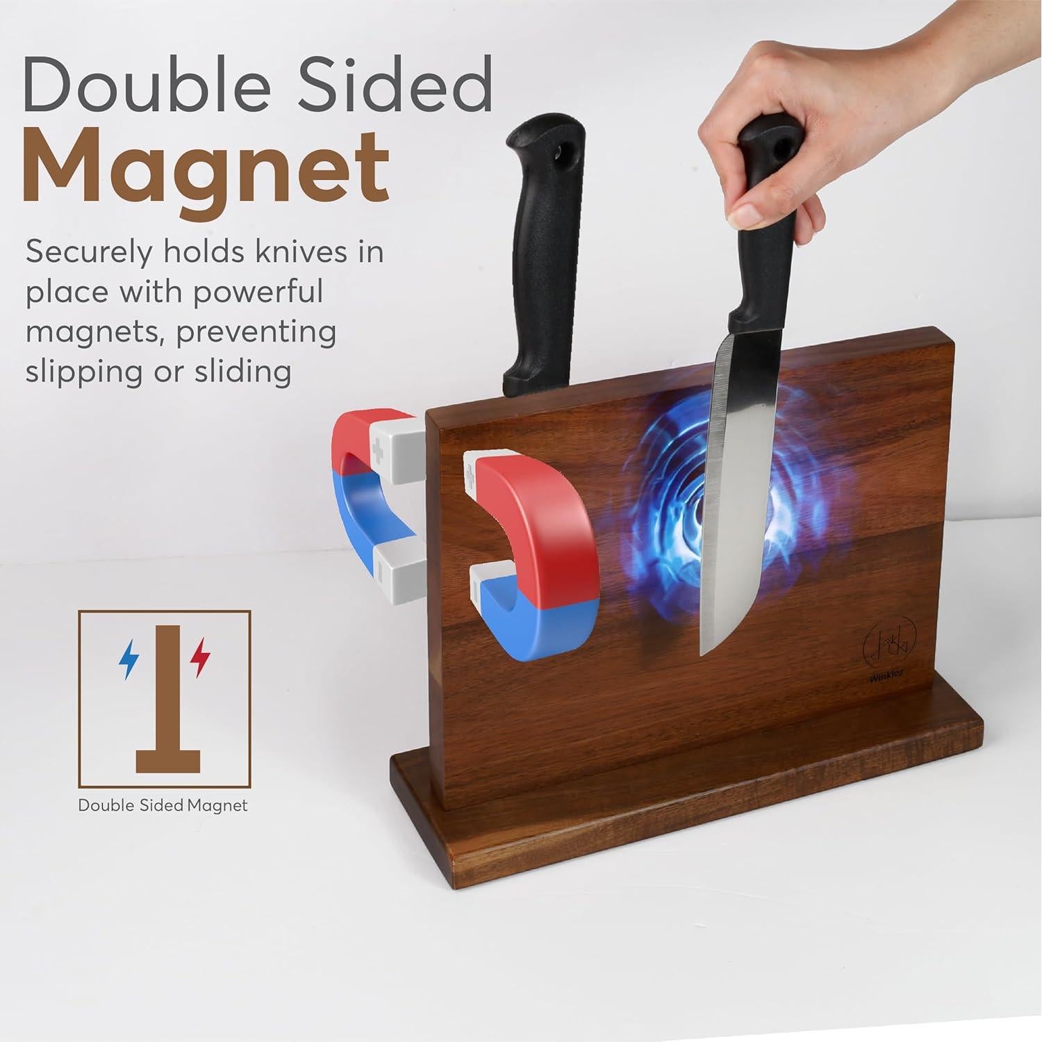 Bloque Magnético para Cuchillos Winklez 30.48x25.4 cm Madera Acacia