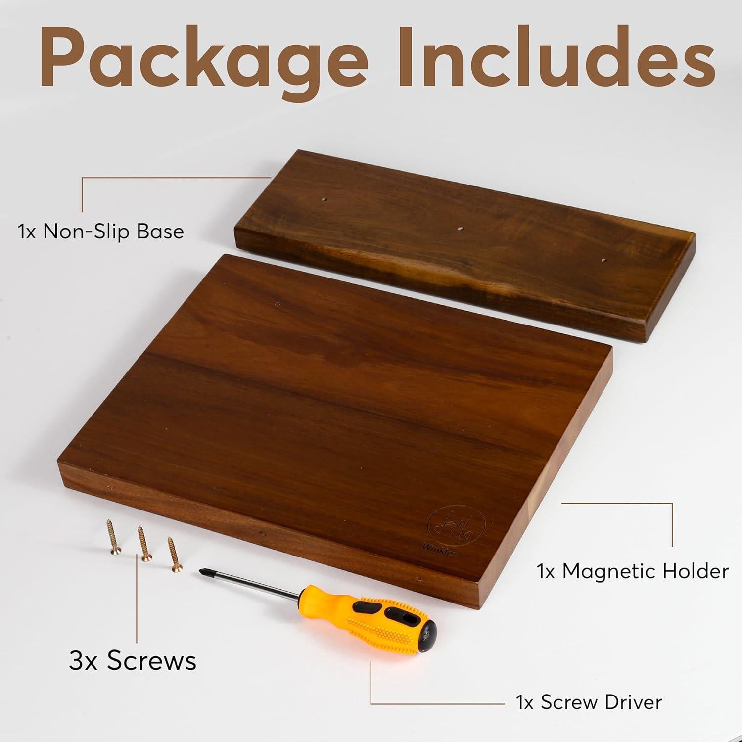 Bloque Magnético para Cuchillos Winklez 30.48x25.4 cm Madera Acacia