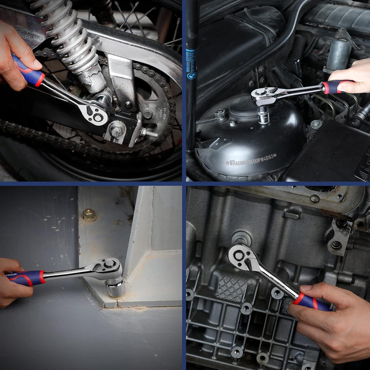 Set de Trinquete WORKPRO 3 Piezas 72 Dientes 0,64-1,27 cm