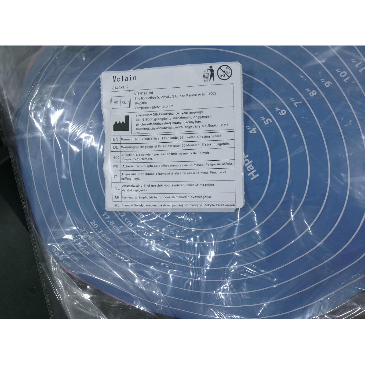 Alfombrilla de Silicona Redonda 30cm DSLSQD Antiadherente Azul