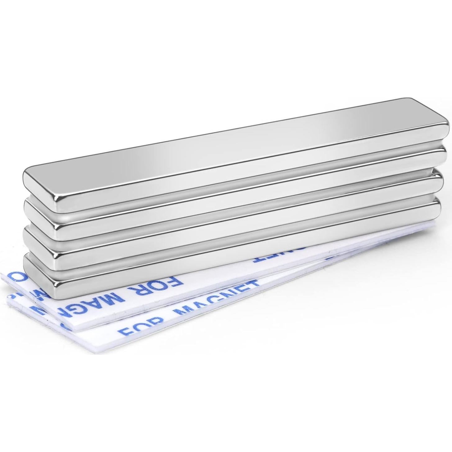 Imanes de Neodimio MIKEDE 4 Pack 60x10x3 mm con Adhesivo