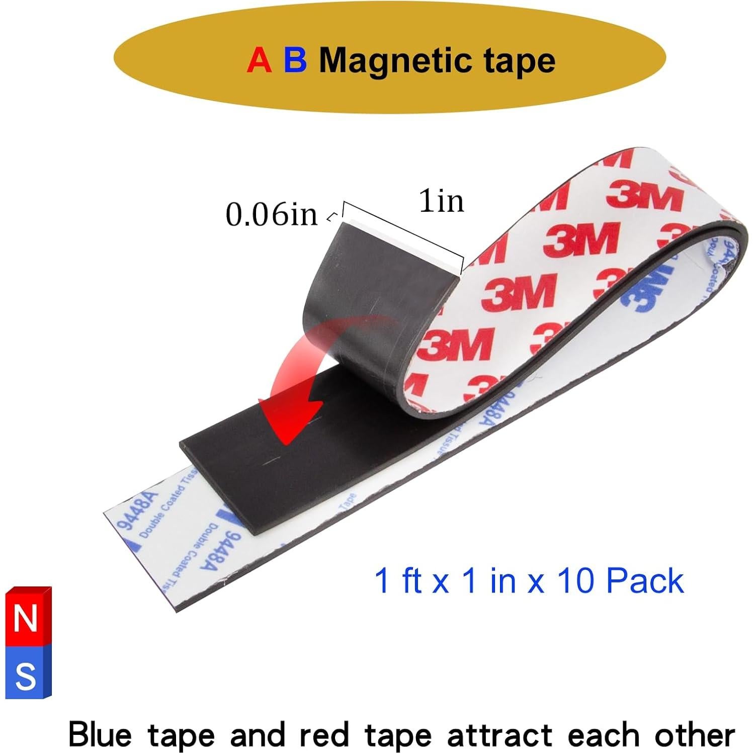 Cinta Magnética A+B NIUBIKLUS 10 Paquetes 30.48cm x 2.54cm