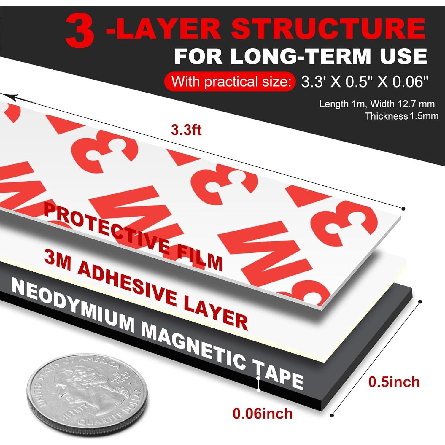 Cinta Magnética Flexible Thaibear 1.27 cm x 1 m Adhesivo 3M