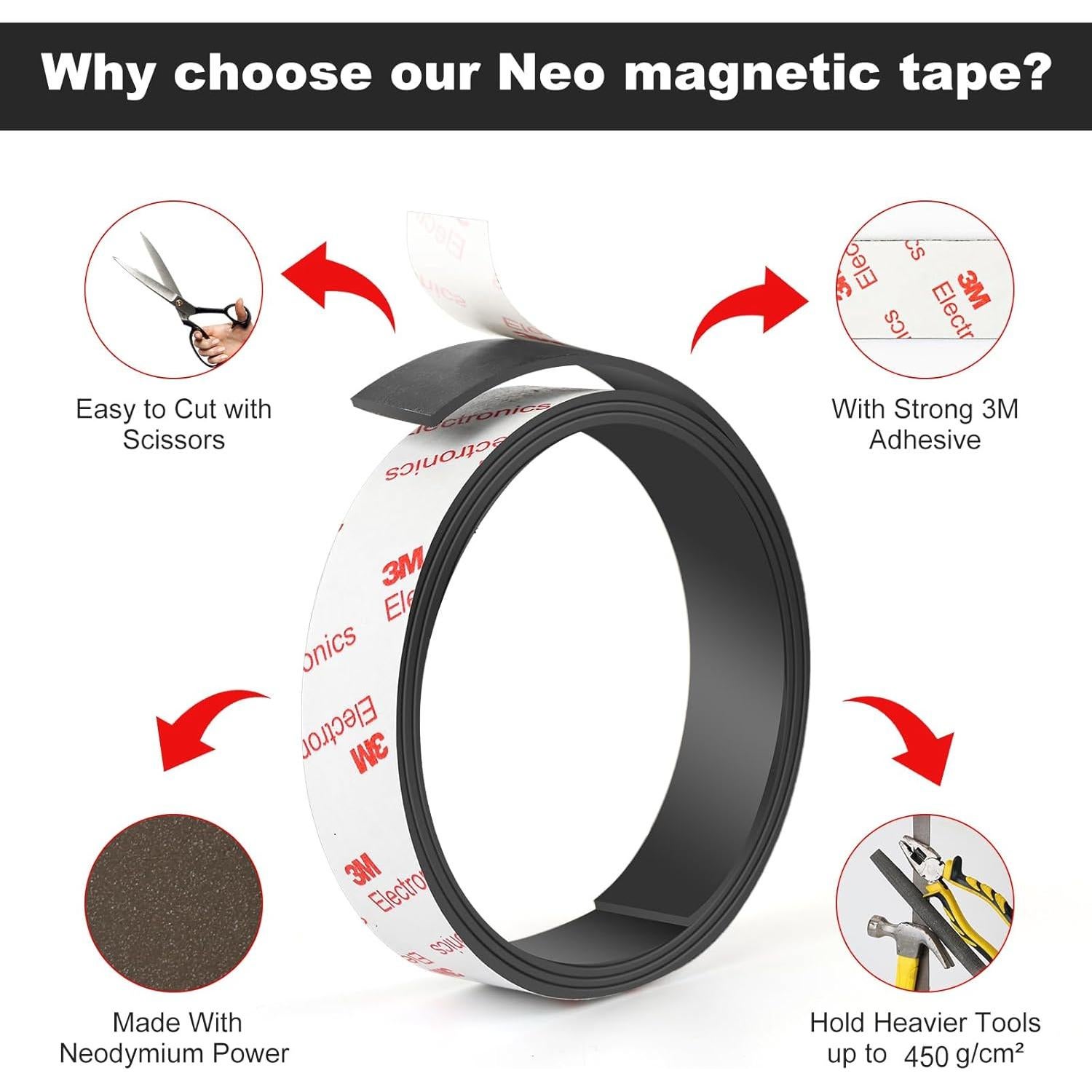 Cinta Magnética Flexible Thaibear 1.27 cm x 1 m Adhesivo 3M