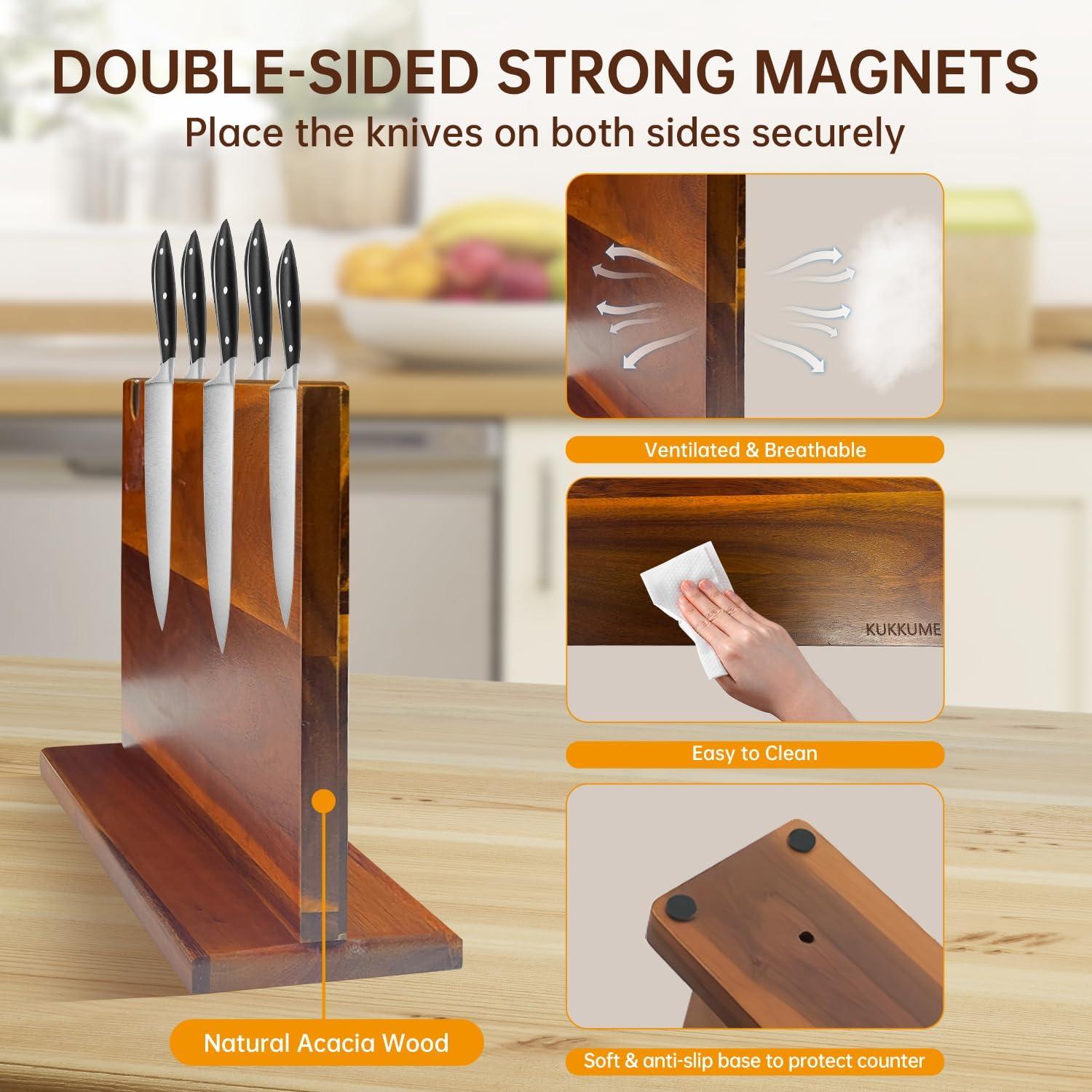 Bloque Magnético KUKKUME para Cuchillos 37.8x25.4cm con Afilador