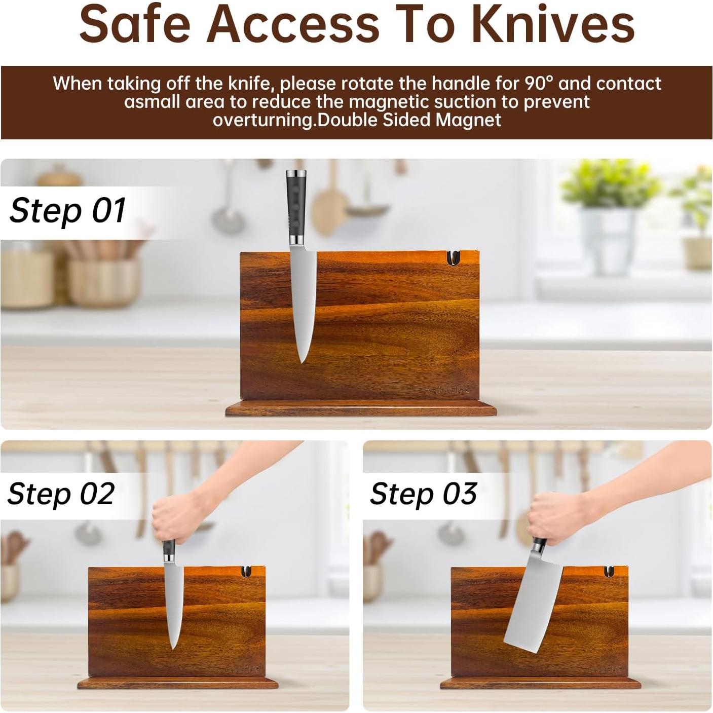 Bloque Magnético KUKKUME para Cuchillos 37.8x25.4cm con Afilador