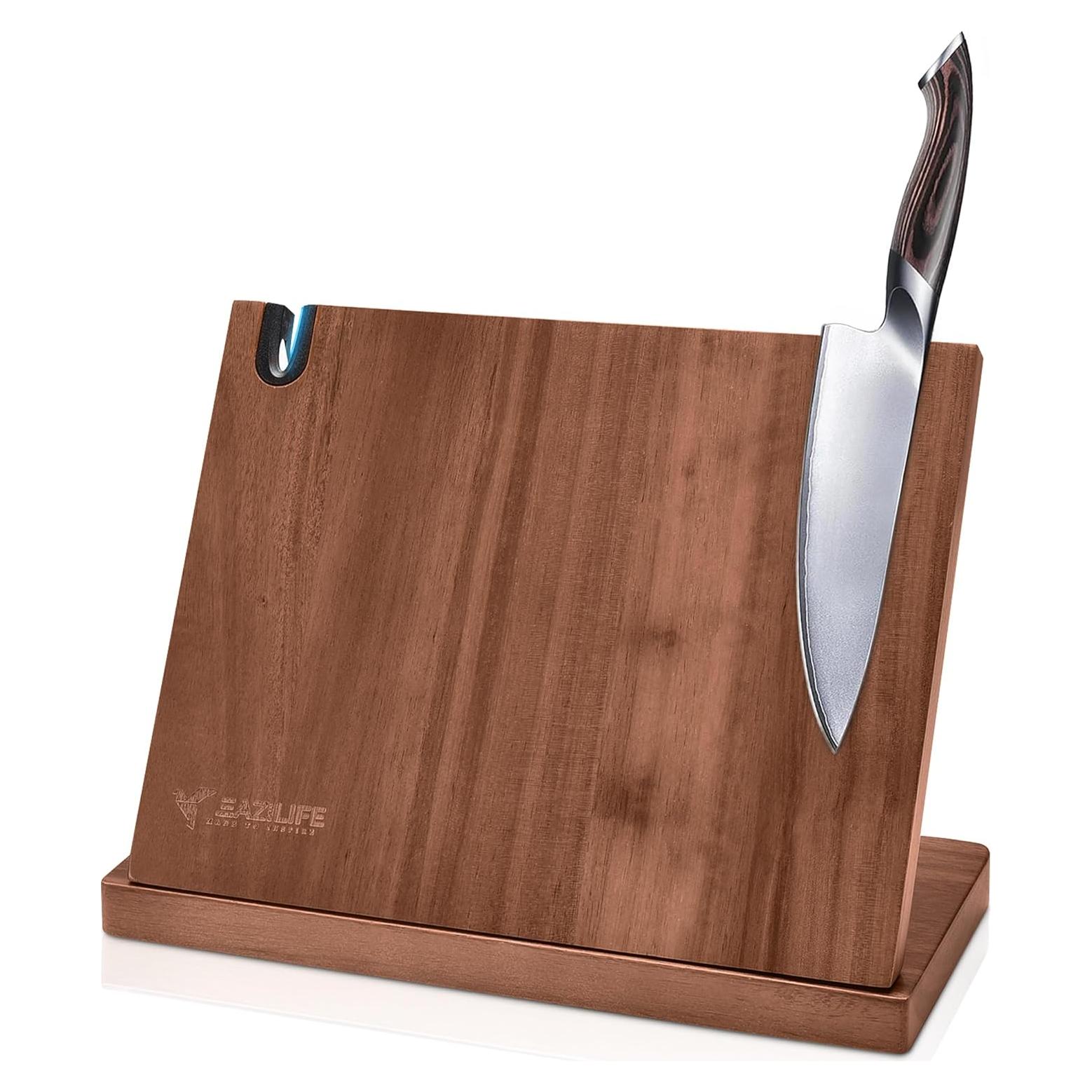 Soporte Magnético para Cuchillos EAZELIFE con Afilador y Tabla de Cortar