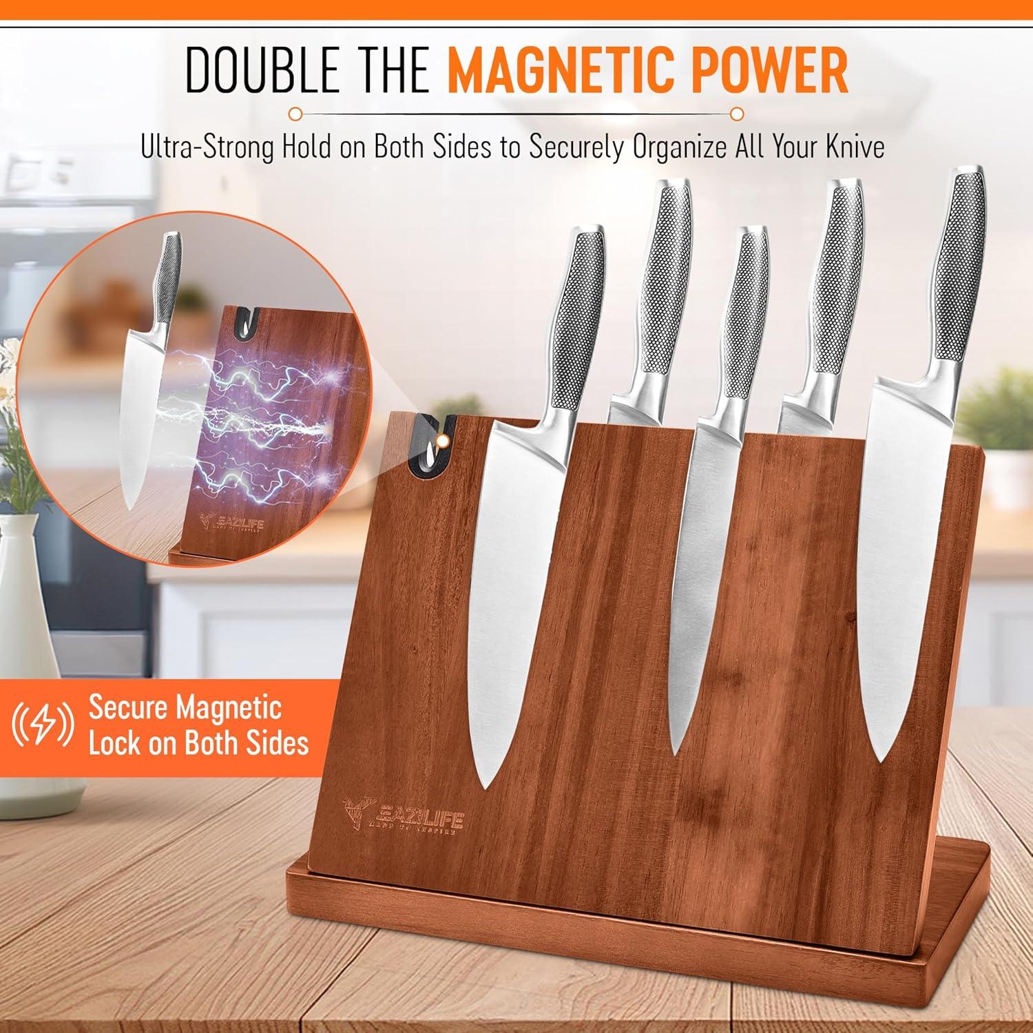Soporte Magnético para Cuchillos EAZELIFE con Afilador y Tabla de Cortar