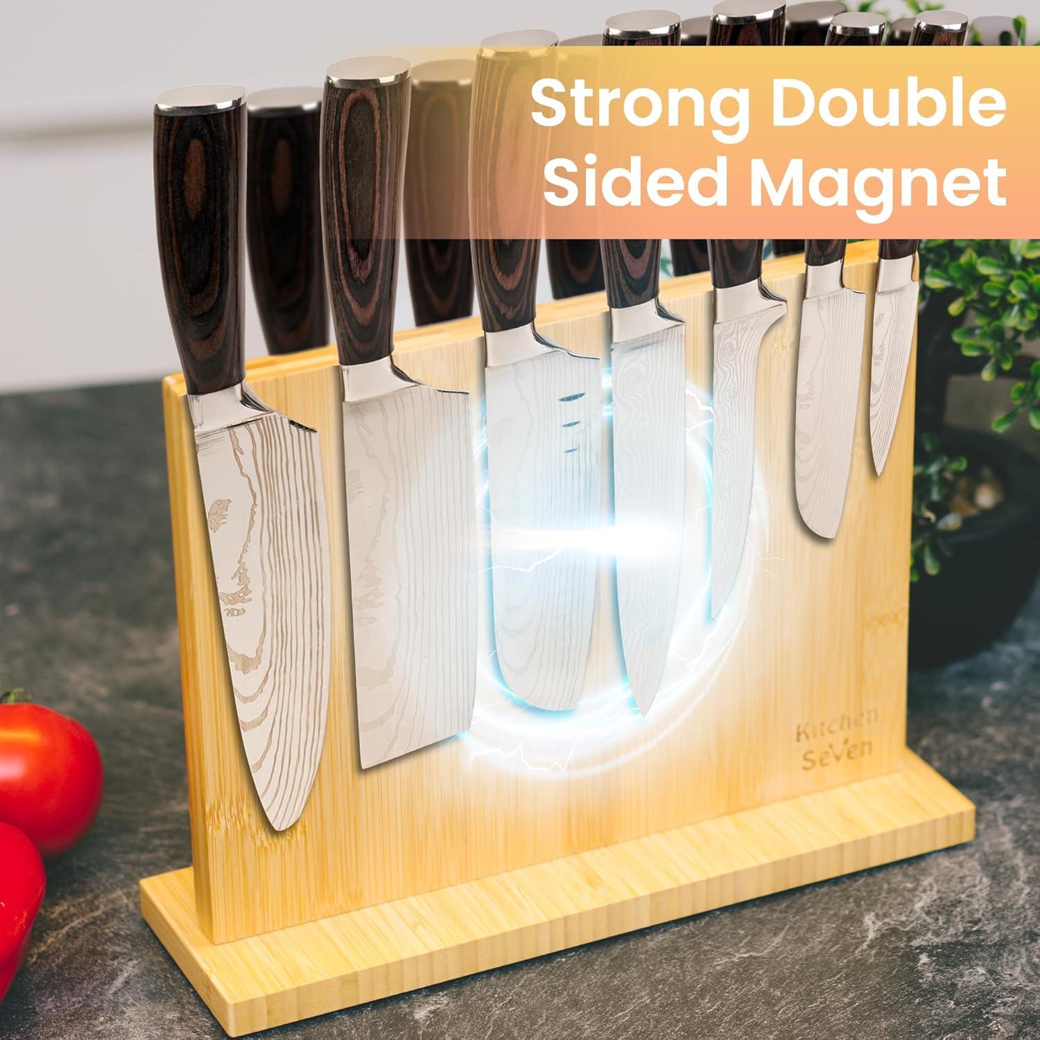 Bloque de cuchillos magnético Kitchen Seven 14 cuchillos bambú