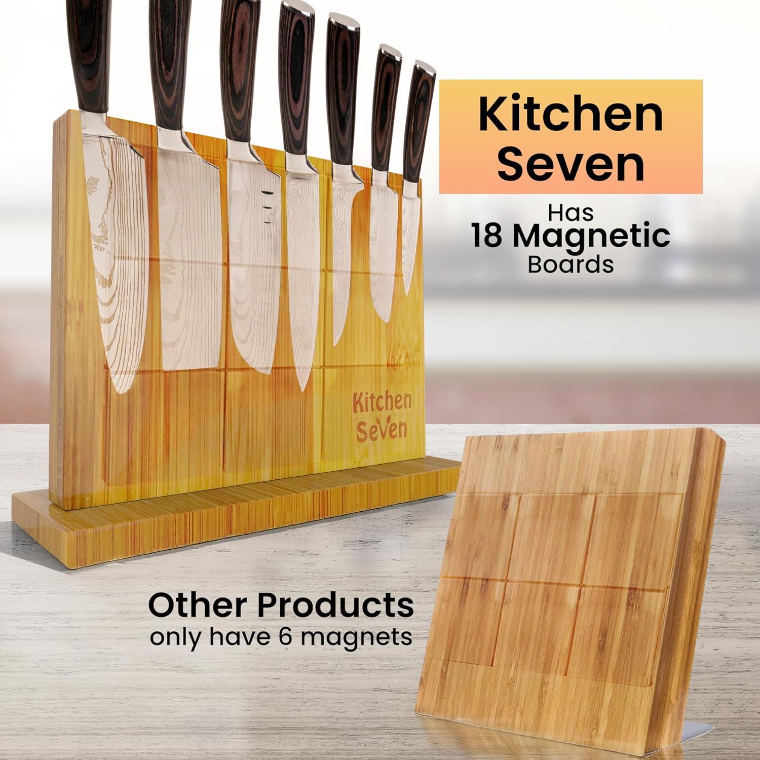 Bloque de cuchillos magnético Kitchen Seven 14 cuchillos bambú
