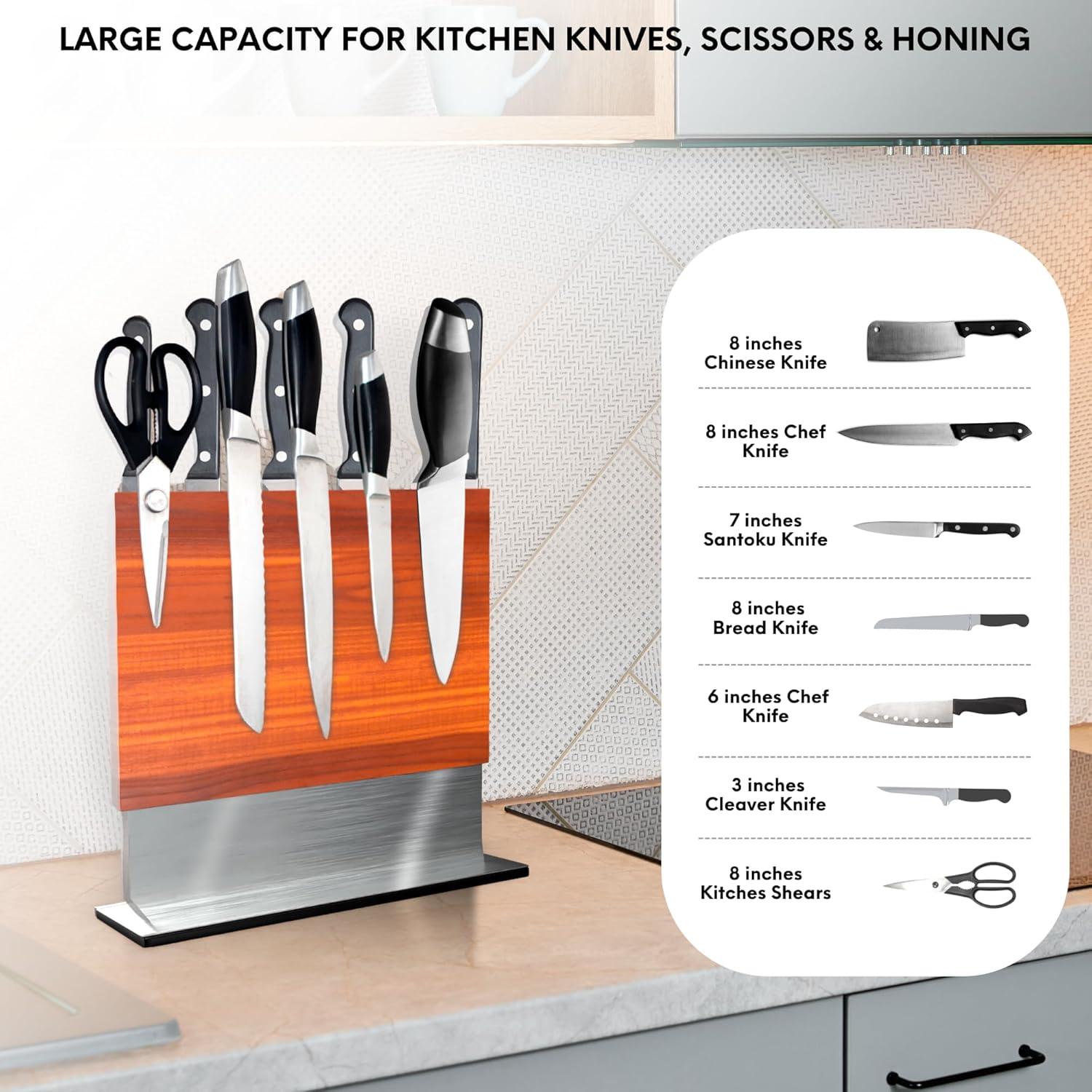 Bloque Magnético para Cuchillos FOSSTA - Madera Acacia y Acero