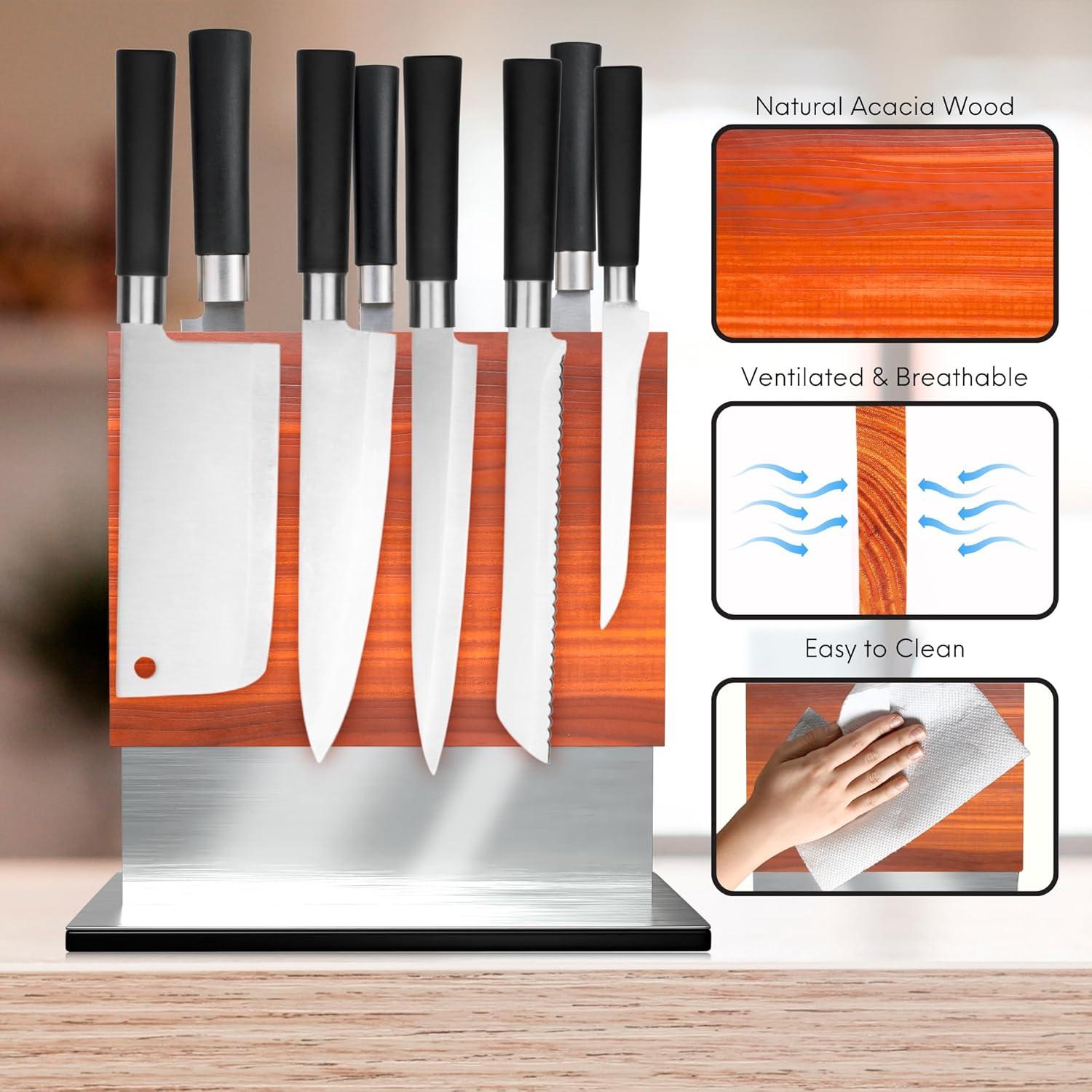 Bloque Magnético para Cuchillos FOSSTA - Madera Acacia y Acero